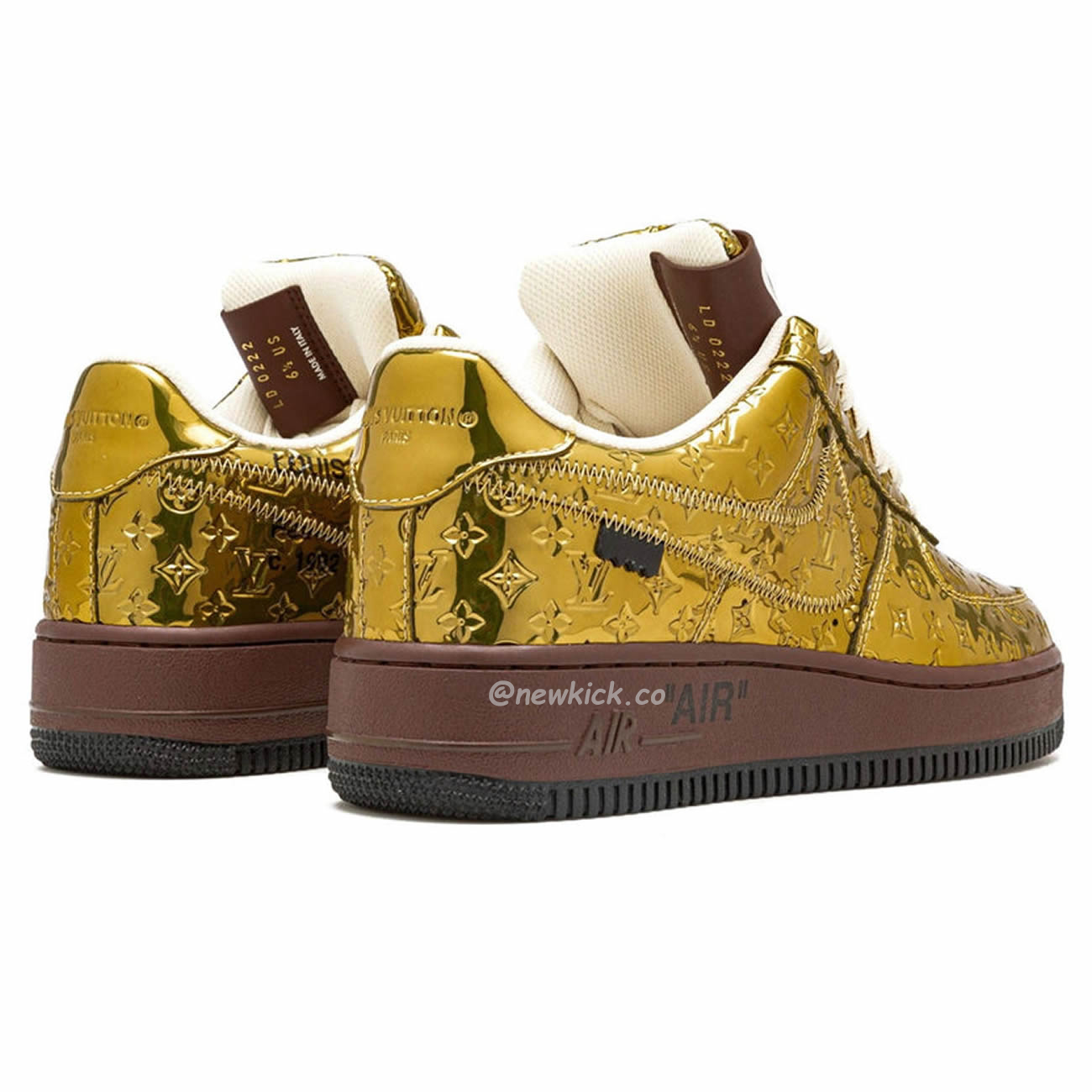 Louis Vuitton Nike Air Force 1 Low By Virgil Abloh Metallic Gold (8) - newkick.cc