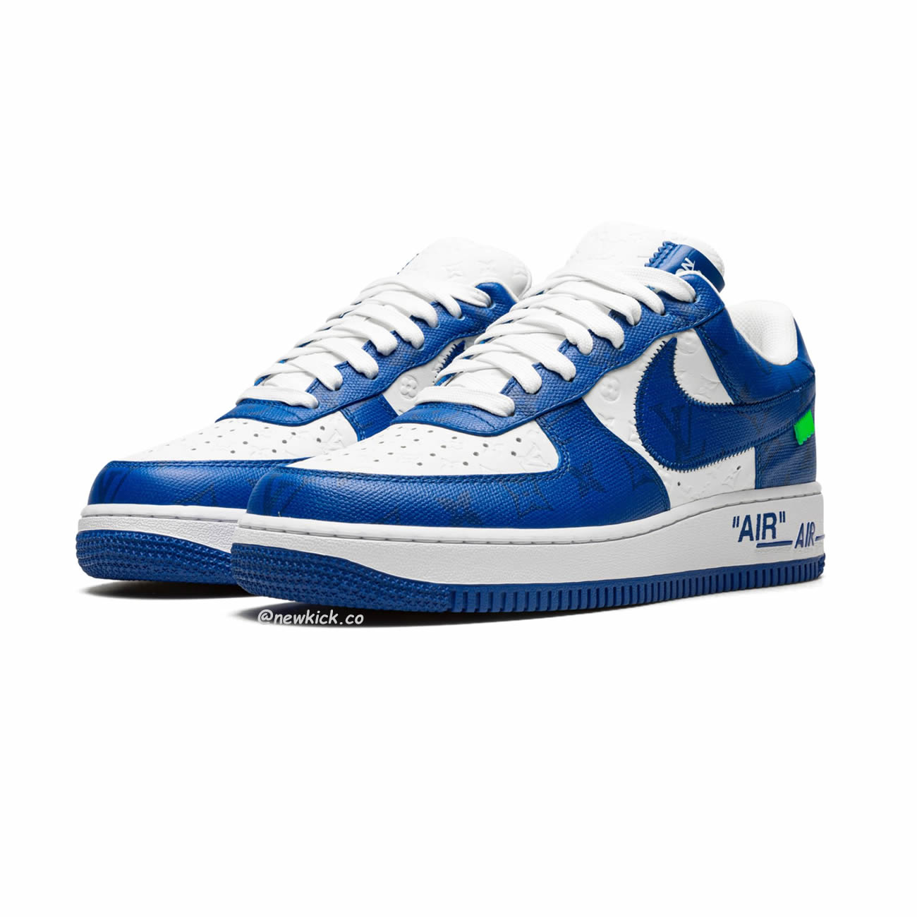 Louis Vuitton Nike Air Force 1 Low By Virgil Abloh White Green Royal (10) - newkick.cc