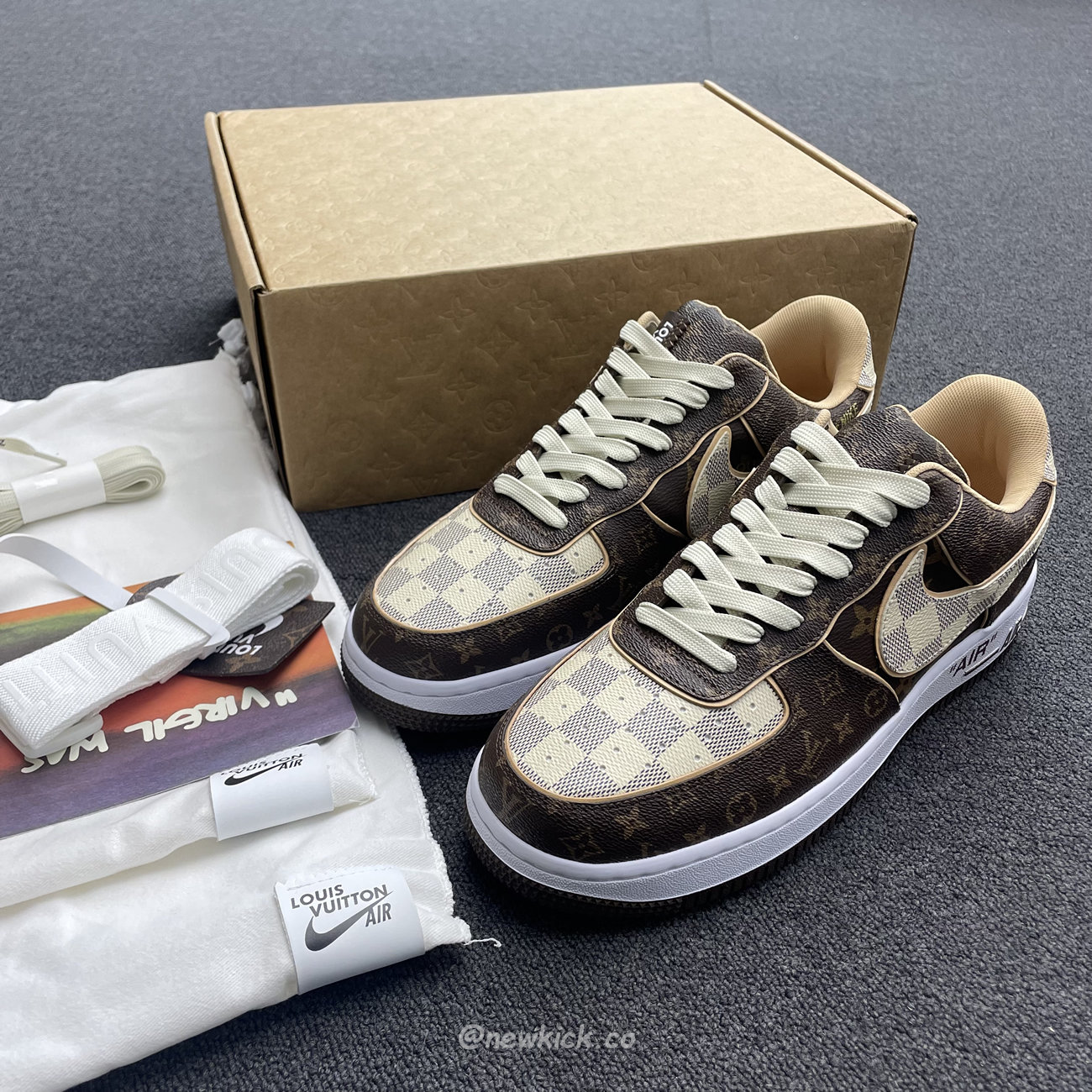 Nike Air Force 1 Low Louis Vuitton Monogram Brown Damier Azur (16) - newkick.cc