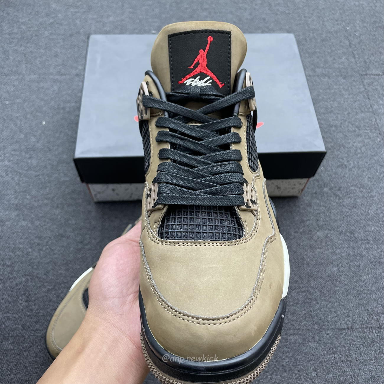 Air Jordan 4 X Travis Scott Olive Grey Black Aj4 882335 (8) - newkick.cc