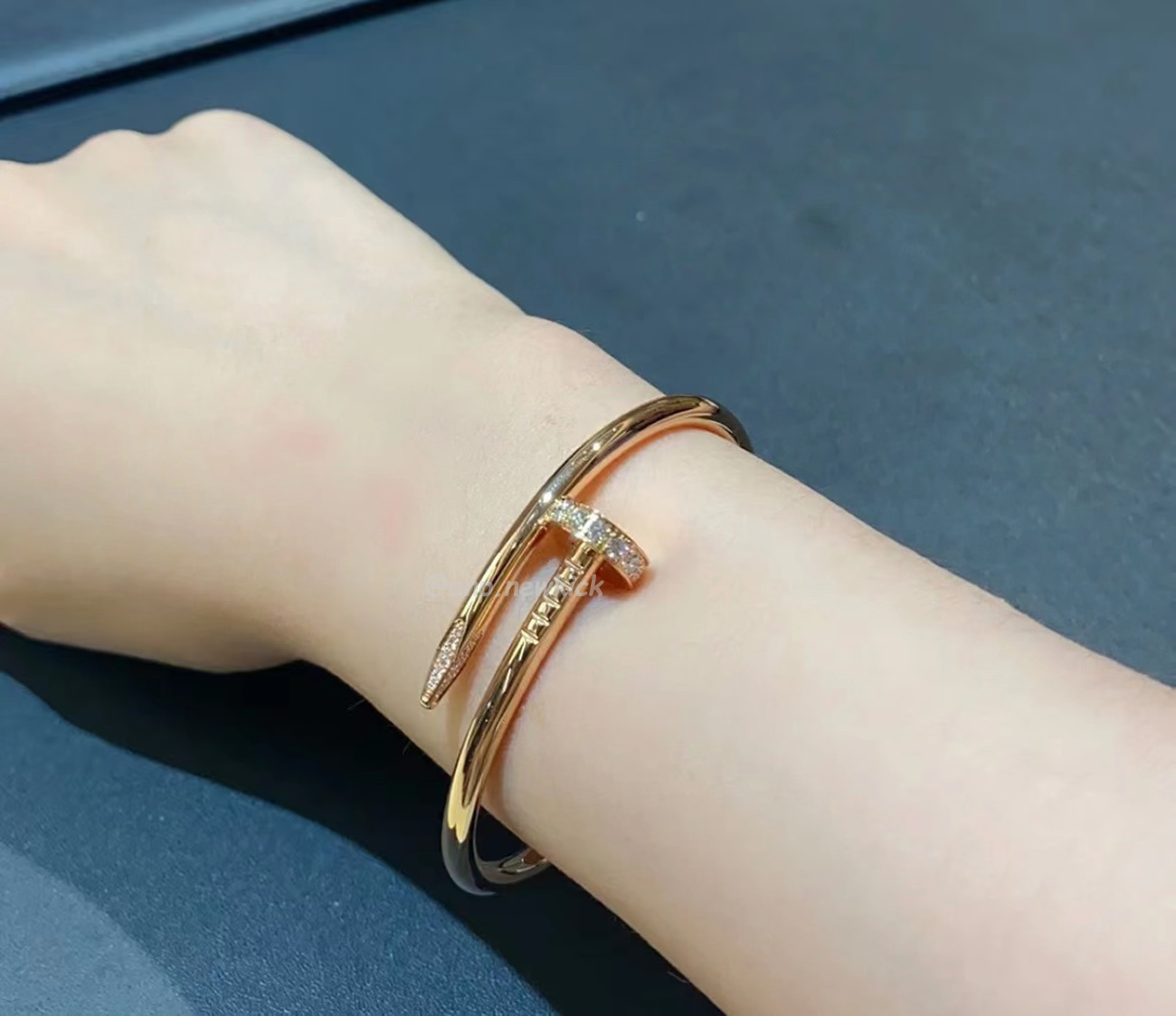 Cartier Rose Gold Silver Diamond Juste Un Clou Bracelet Size 16 B6048516 (2) - newkick.cc