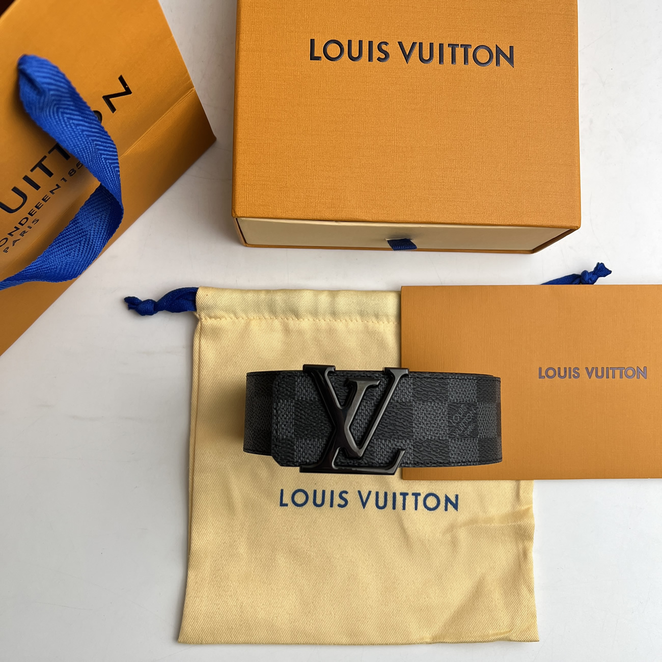 Lv Initiales 95cm 125cm Damier Black Belt (4) - newkick.cc