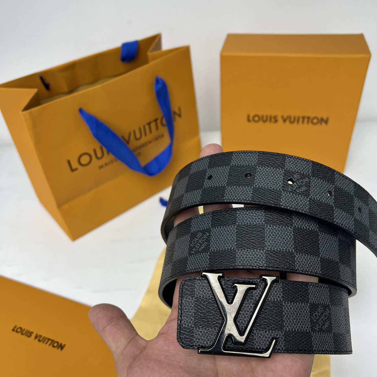 Lv Initiales 95cm 125cm Damier Black Belt (5) - newkick.cc