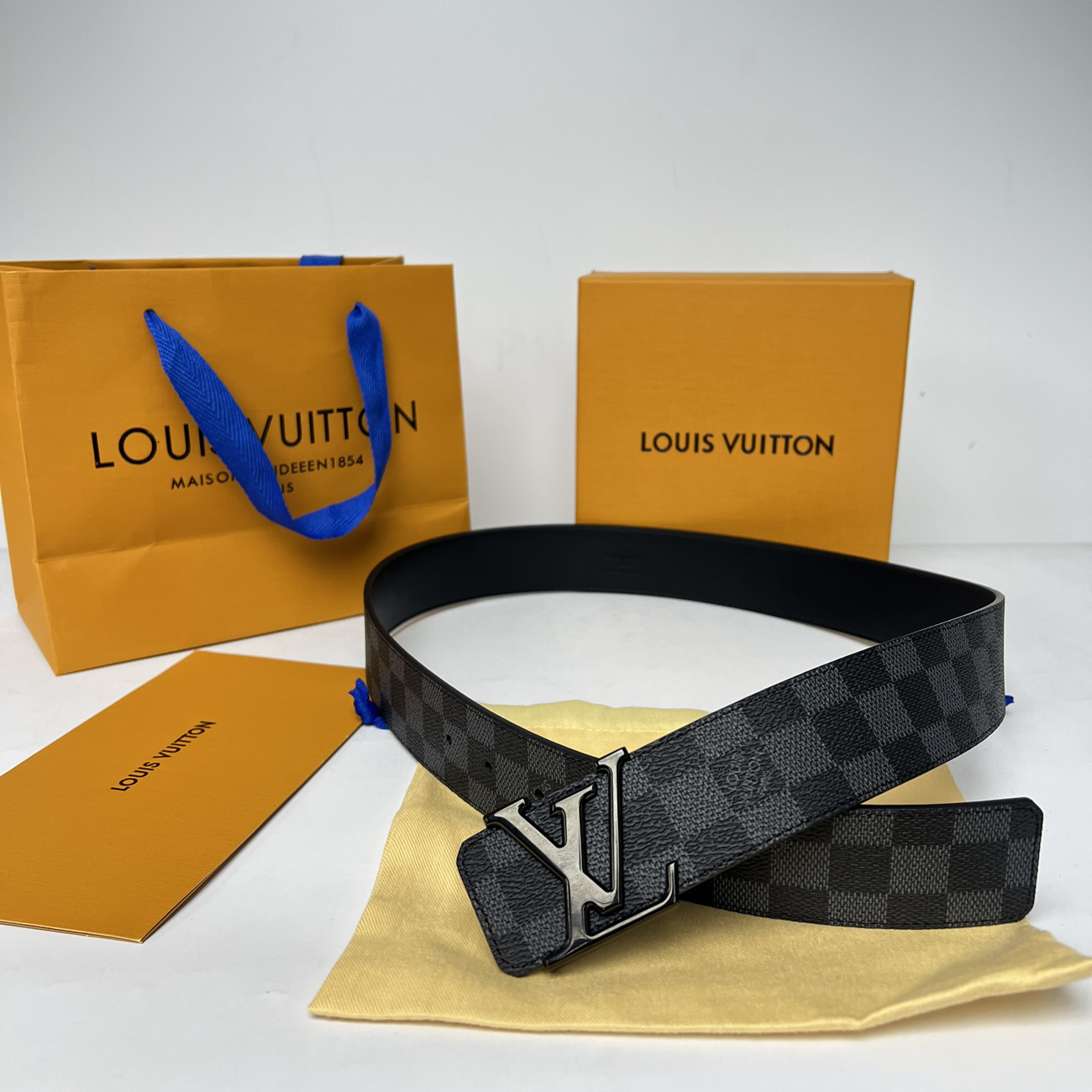 Lv Initiales 95cm 125cm Damier Black Belt (8) - newkick.cc