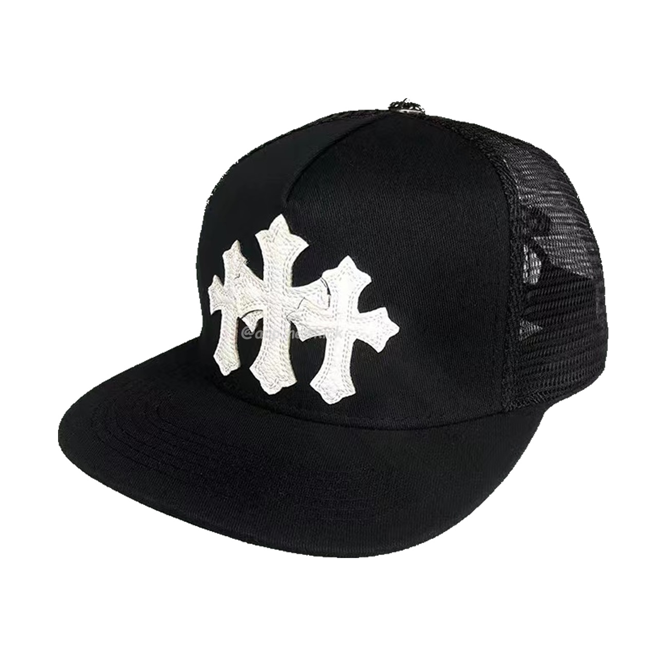 Chrome Hearts Tri Cross Black White Red Trucker Hat (2) - newkick.cc