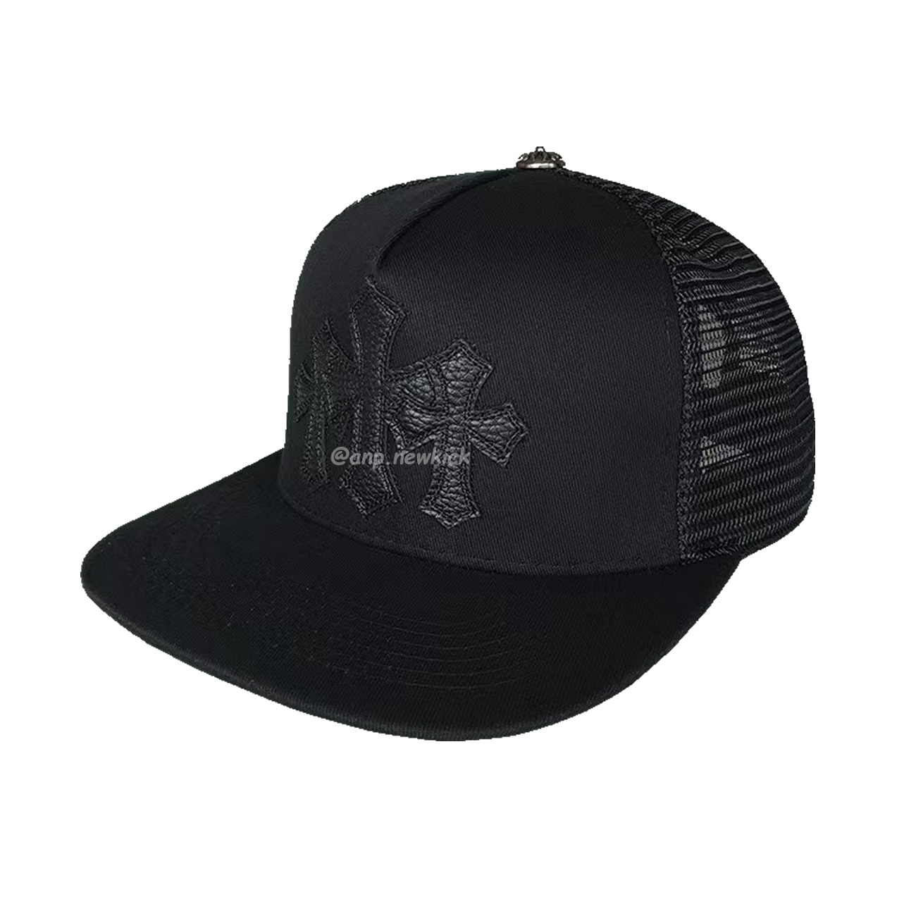 Chrome Hearts Tri Cross Black White Red Trucker Hat (4) - newkick.cc