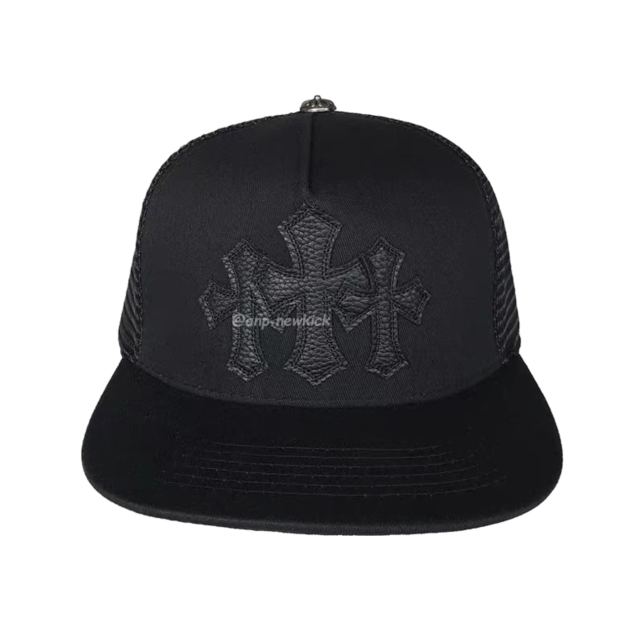 Chrome Hearts Tri Cross Black White Red Trucker Hat (5) - newkick.cc