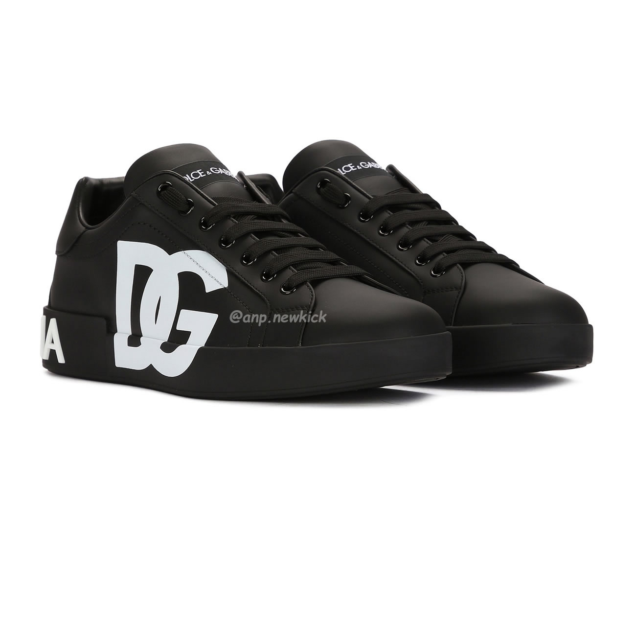 Dolce Gabbana Dg Logo Print Portofino Napa Calf Leather Sneakers (16) - newkick.cc