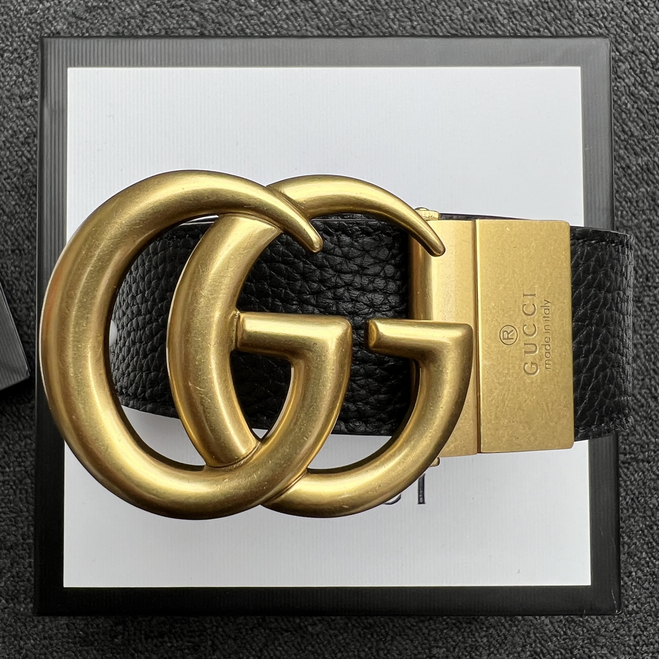 Gucci Double G Logo Full Grain Reversible Belt Leather Black Brown (7) - newkick.cc