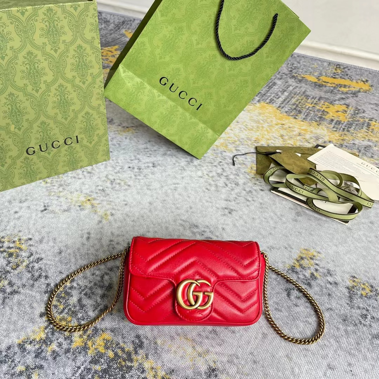 Gucci Gg Marmont Matelasse Super Mini Bag Red (10) - newkick.cc