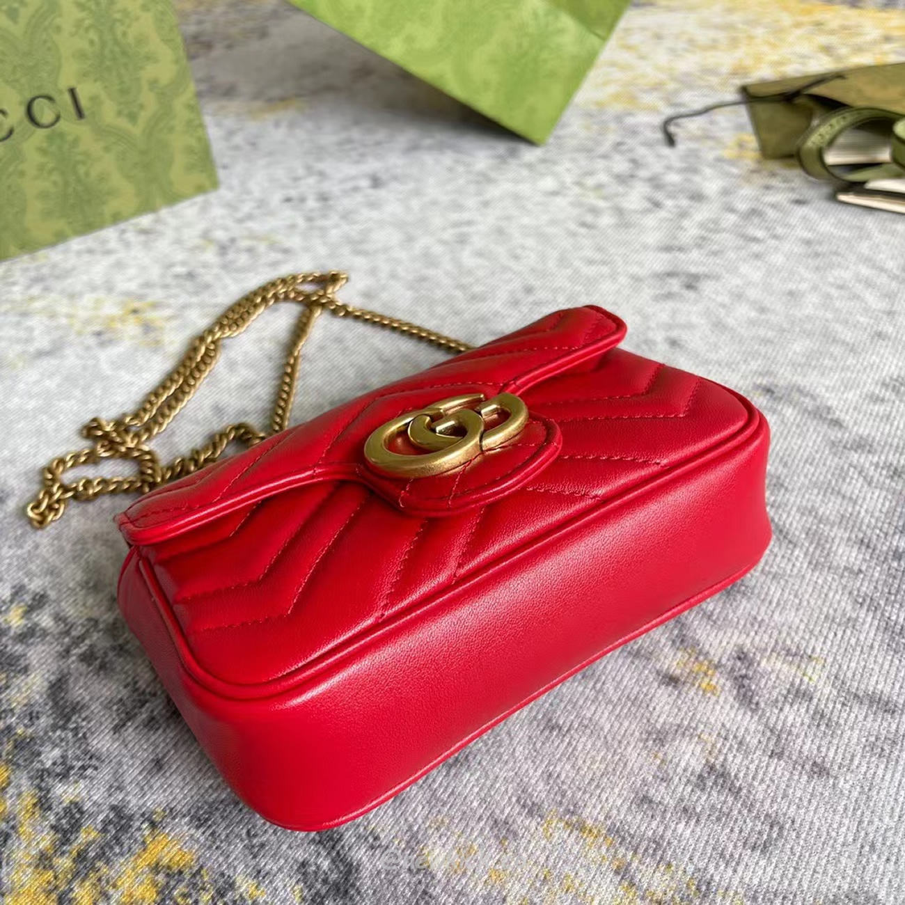 Gucci Gg Marmont Matelasse Super Mini Bag Red (12) - newkick.cc