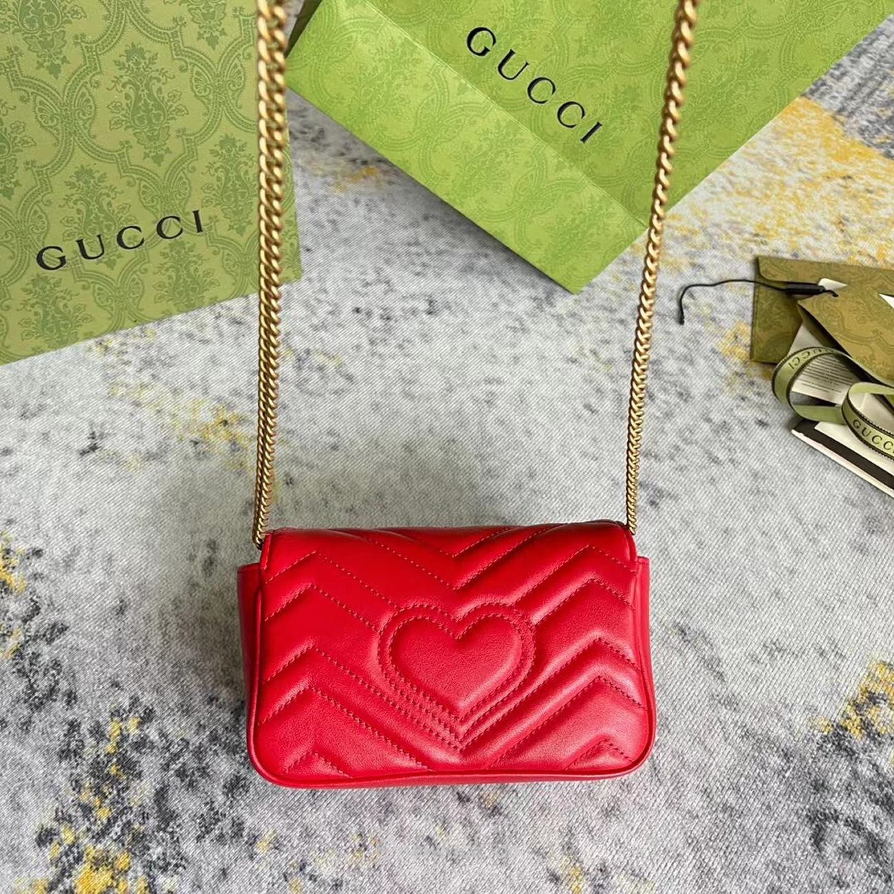 Gucci Gg Marmont Matelasse Super Mini Bag Red (3) - newkick.cc