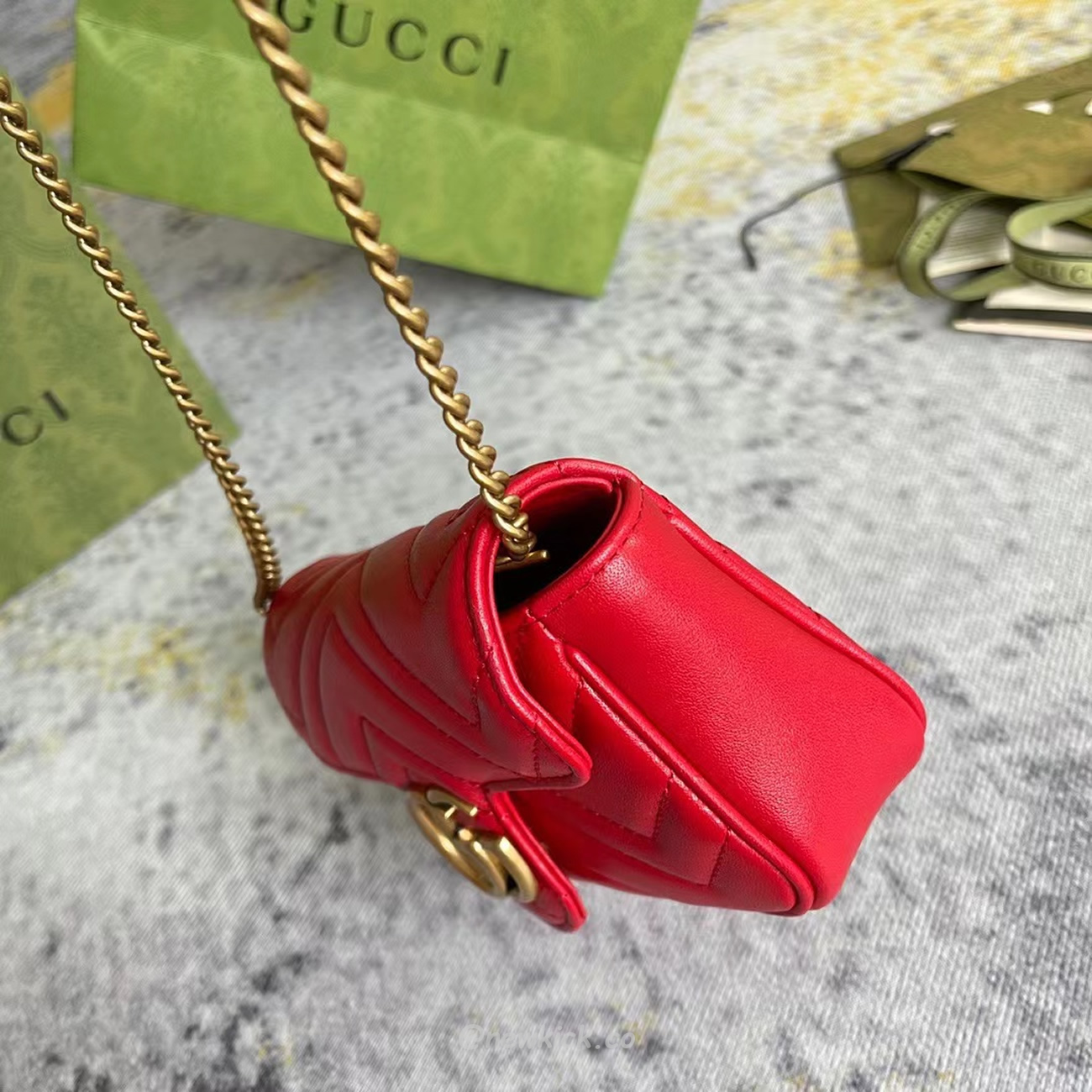 Gucci Gg Marmont Matelasse Super Mini Bag Red (5) - newkick.cc