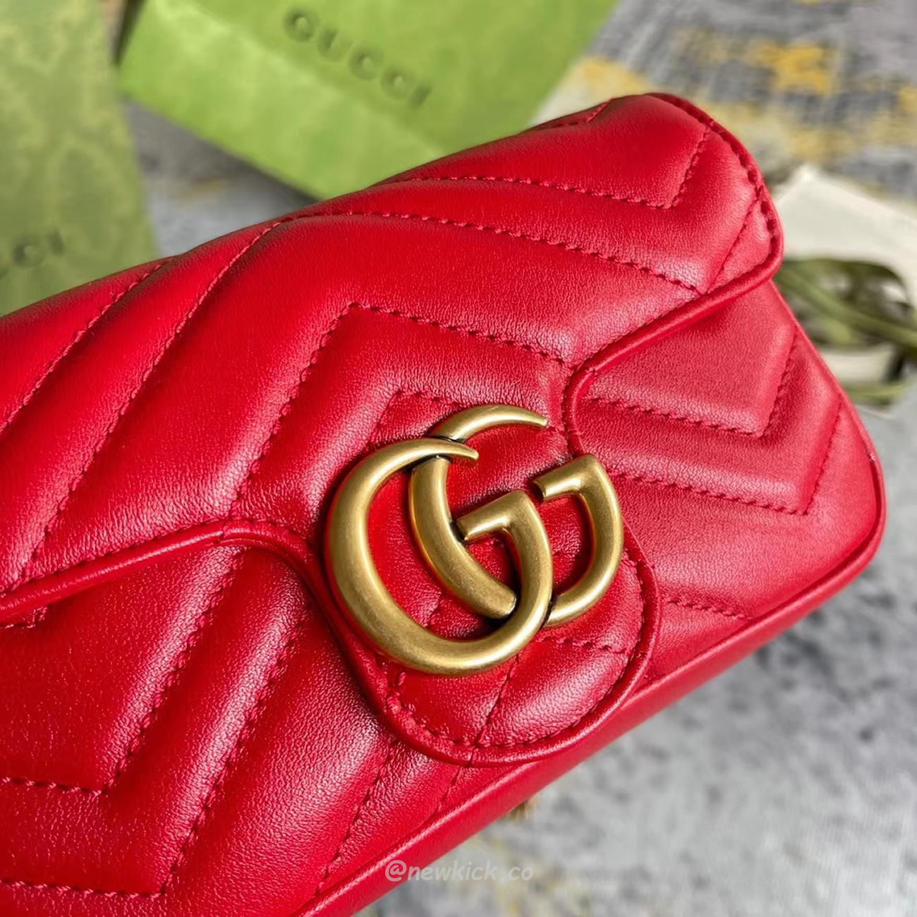 Gucci Gg Marmont Matelasse Super Mini Bag Red (7) - newkick.cc