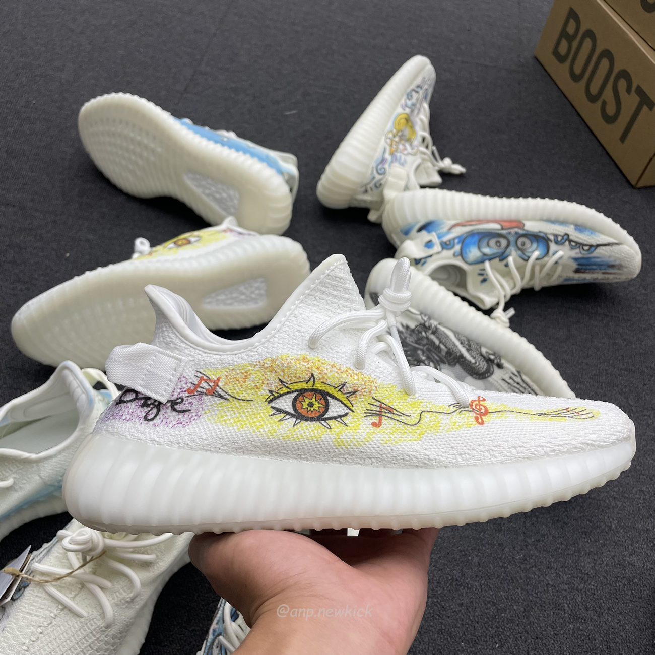 Adidas Yeezy Boost 350 V2 Bone Graffiti Hq6316 (2) - newkick.cc