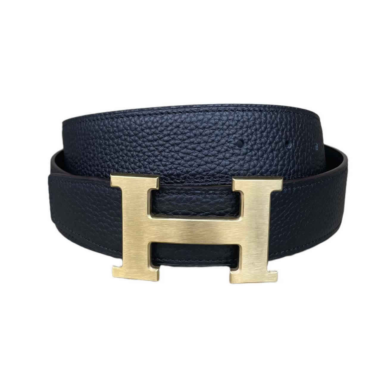 Hermes Full Grain Reversible Belt Leather Black (1) - newkick.cc