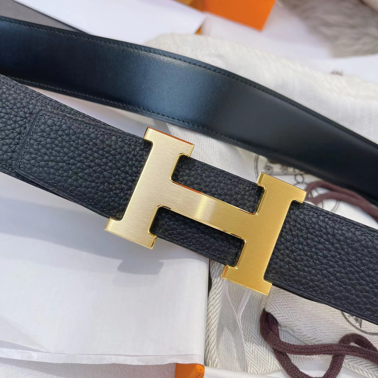 Hermes Full Grain Reversible Belt Leather Black (4) - newkick.cc