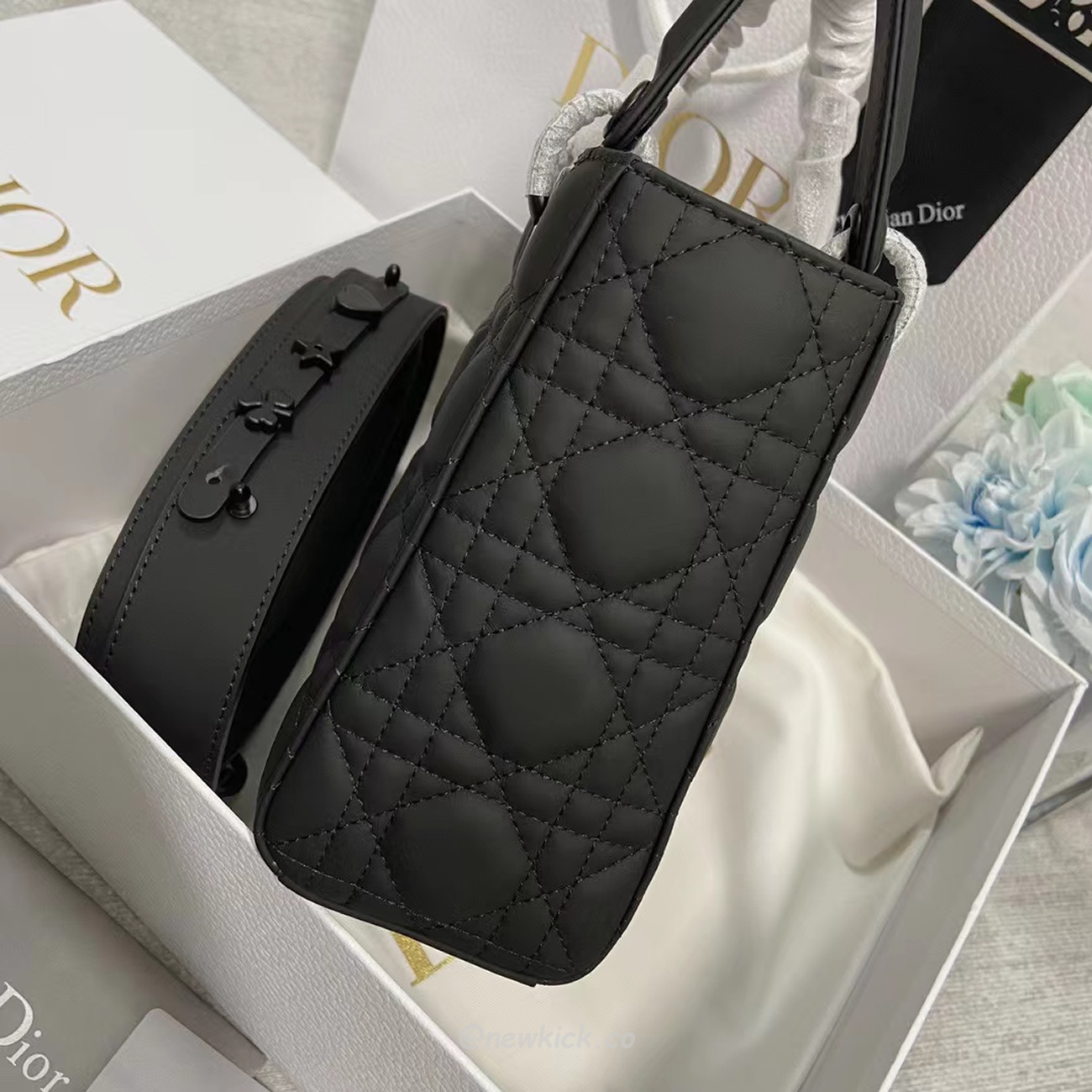 Dior My Lady Abc Black Ultra Matte Canage Calfskin With Rattan Pattern M0538sloi M989 (10) - newkick.cc