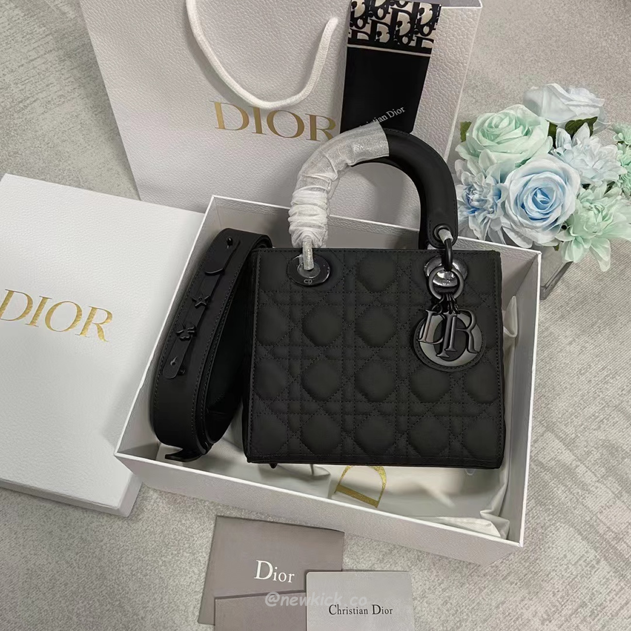 Dior My Lady Abc Black Ultra Matte Canage Calfskin With Rattan Pattern M0538sloi M989 (8) - newkick.cc