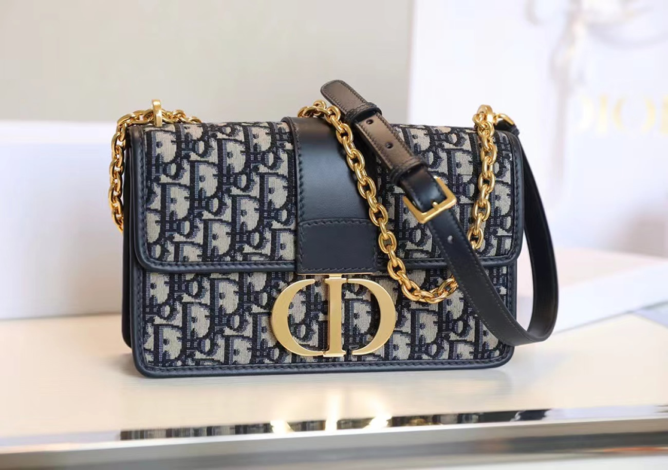 Dior 30 Montaigne Chain Bag Blue Dior Oblique Jacquard M9208utzq M928 (24) - newkick.cc