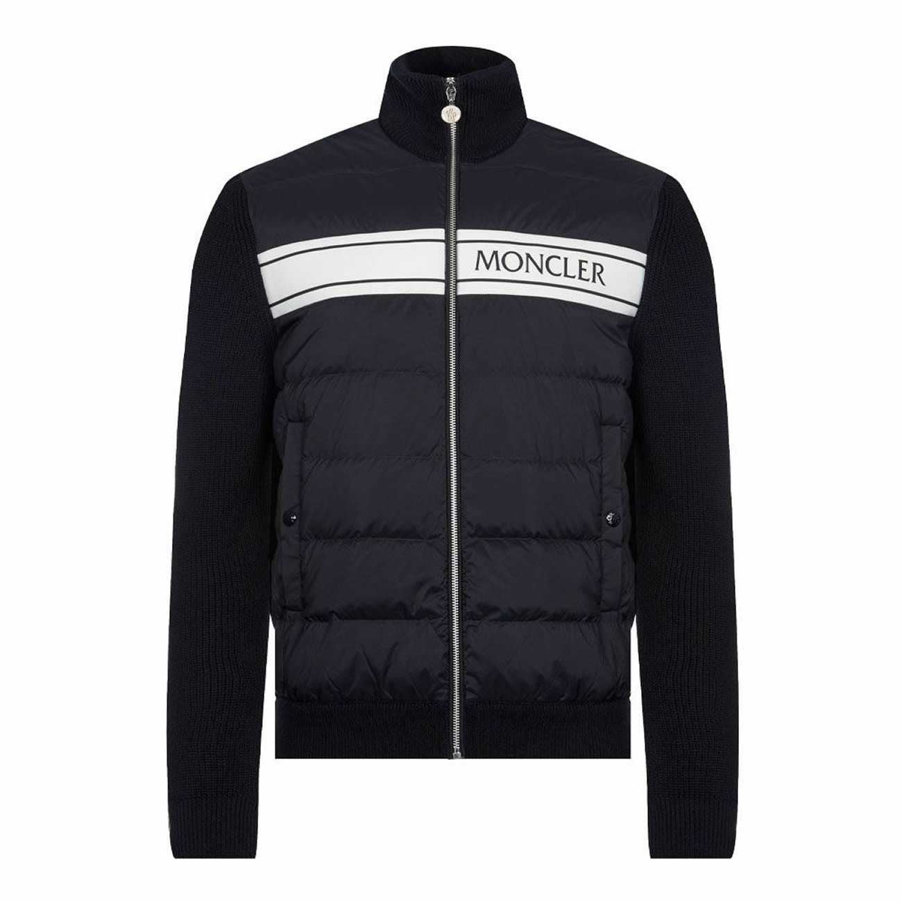 Moncler Neck Padded Shell And Virgin Wool Navy Jacket (1) - newkick.cc