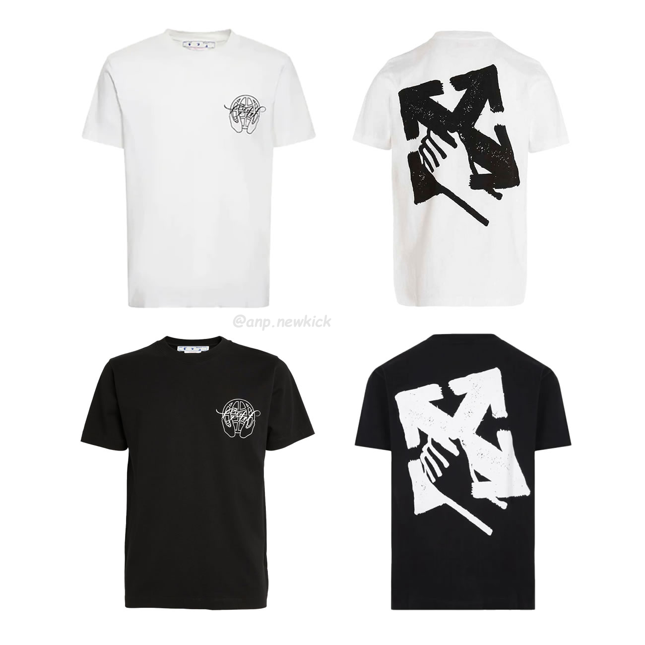 Off White Hand Arrow Tee White Black (1) - newkick.cc