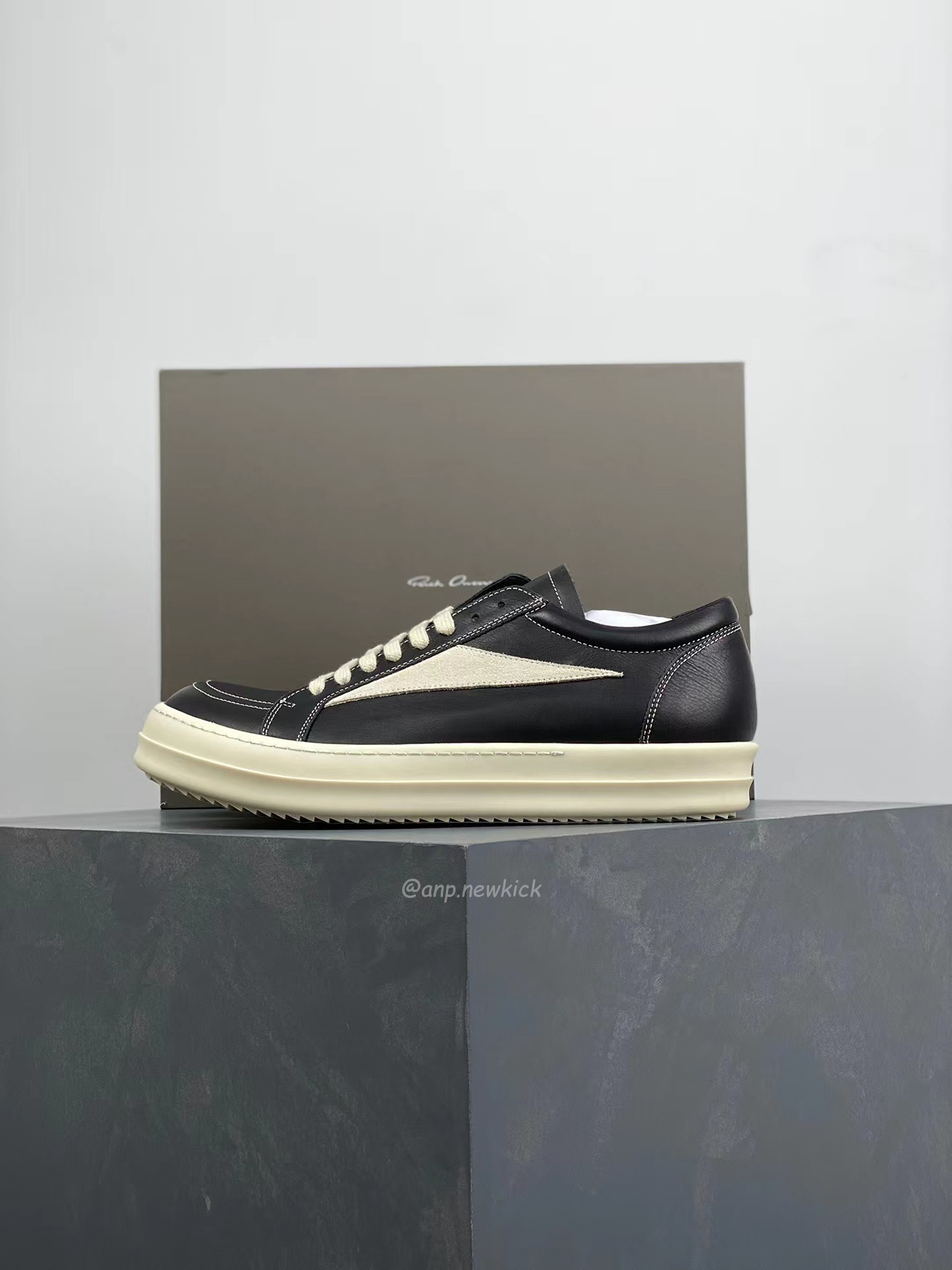 Rick Owens Leather Low Top Vintage Sneakers Suede Canvas Black Taupe Grey Faded Pnk Pearl Milk Dark Dust (8) - newkick.cc