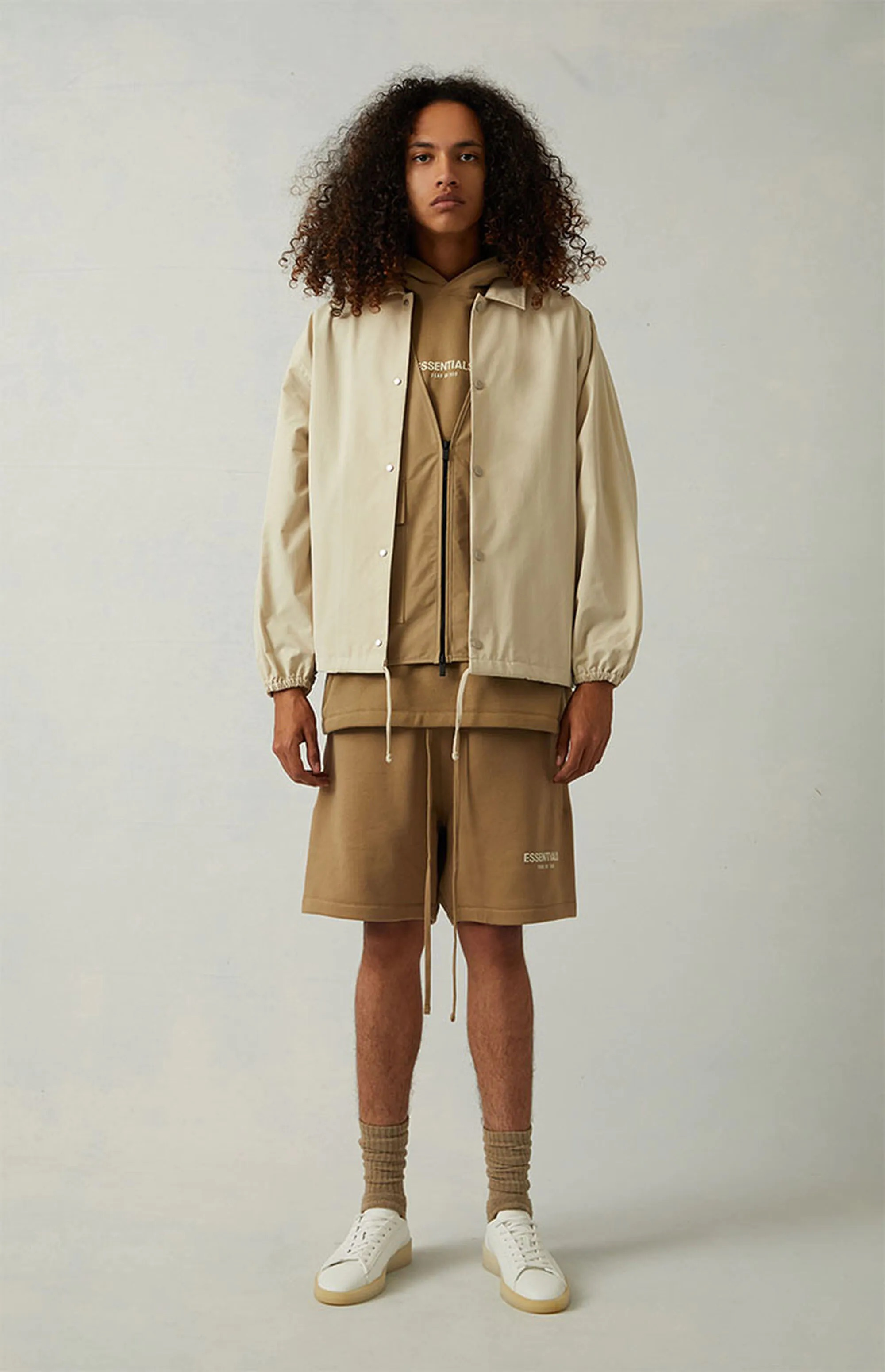 Fear Of God Essentials 1977 Coaches Jacket Iron Oak (14) - newkick.cc