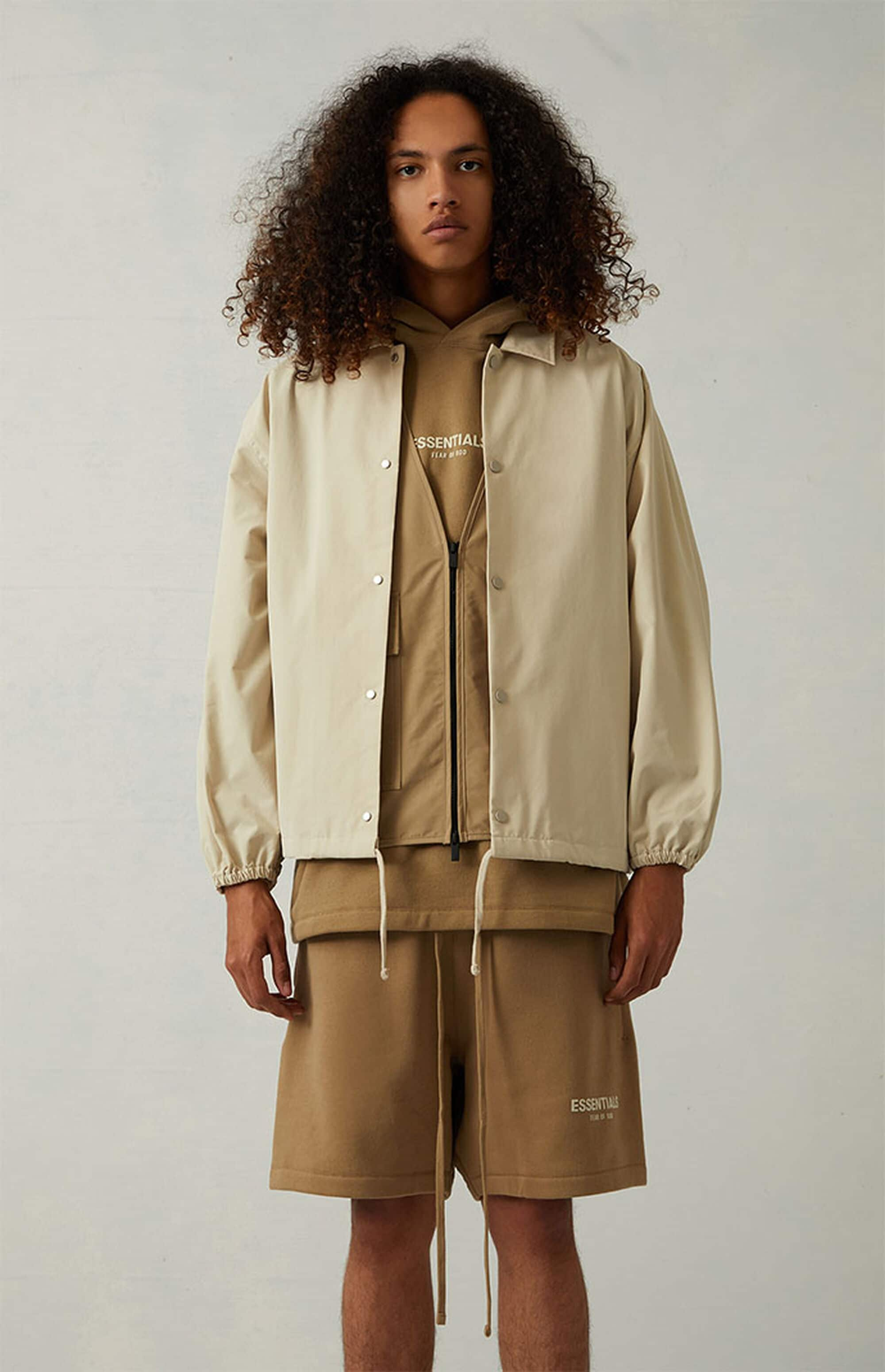 Fear Of God Essentials 1977 Coaches Jacket Iron Oak (15) - newkick.cc