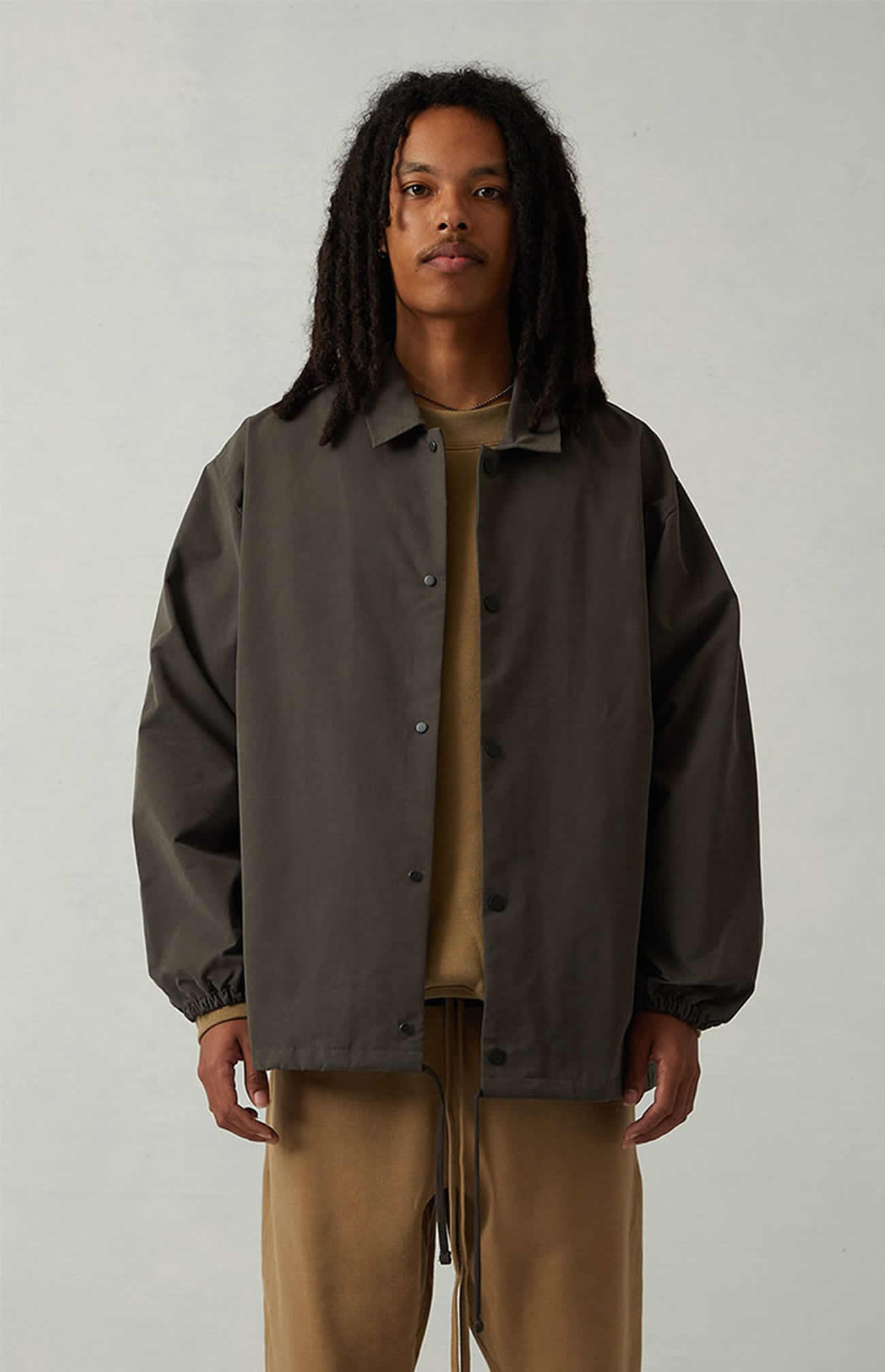 Fear Of God Essentials 1977 Coaches Jacket Iron Oak (21) - newkick.cc