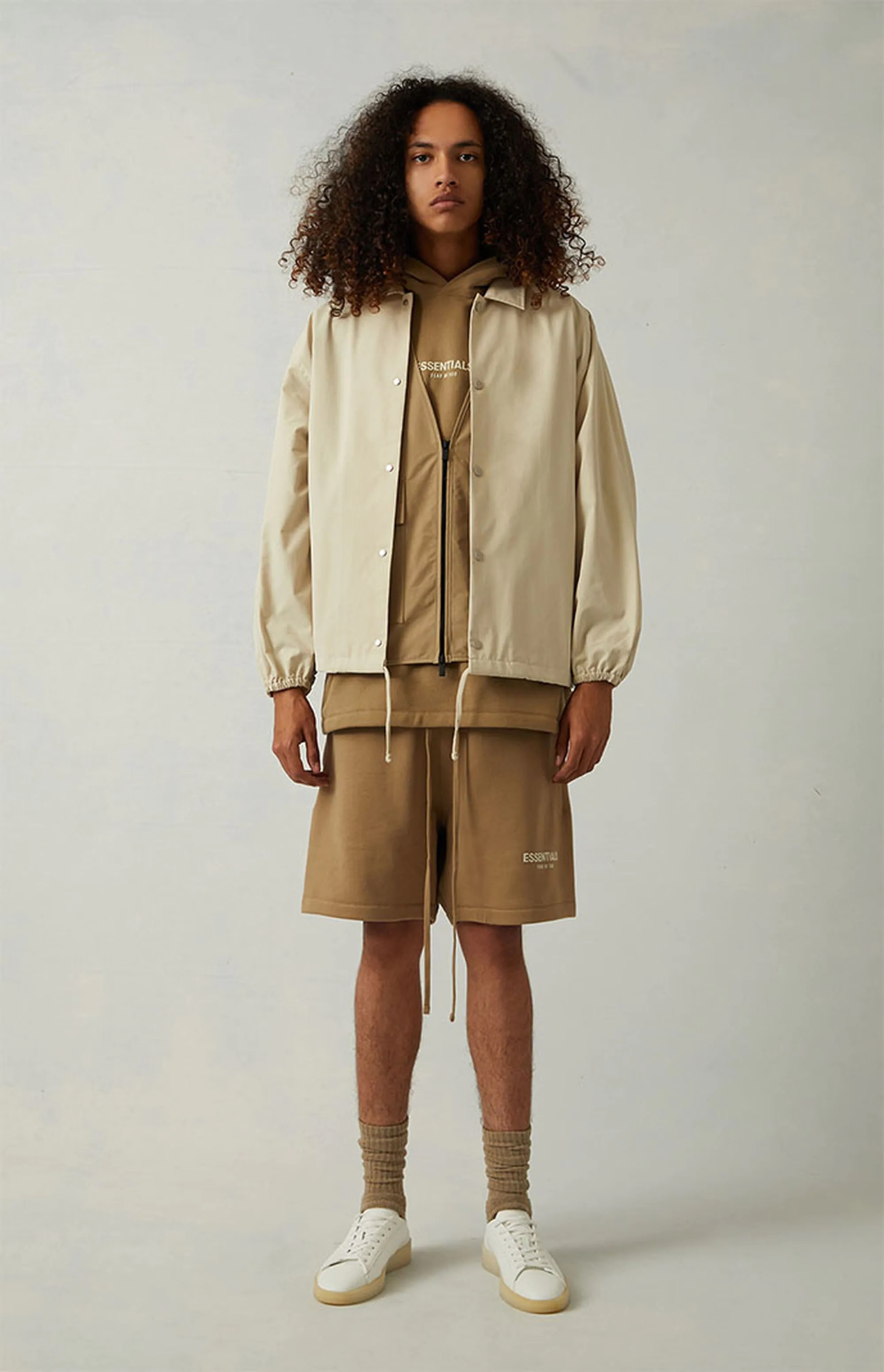 Fear Of God Essentials 1977 Coaches Jacket Iron Oak (28) - newkick.cc