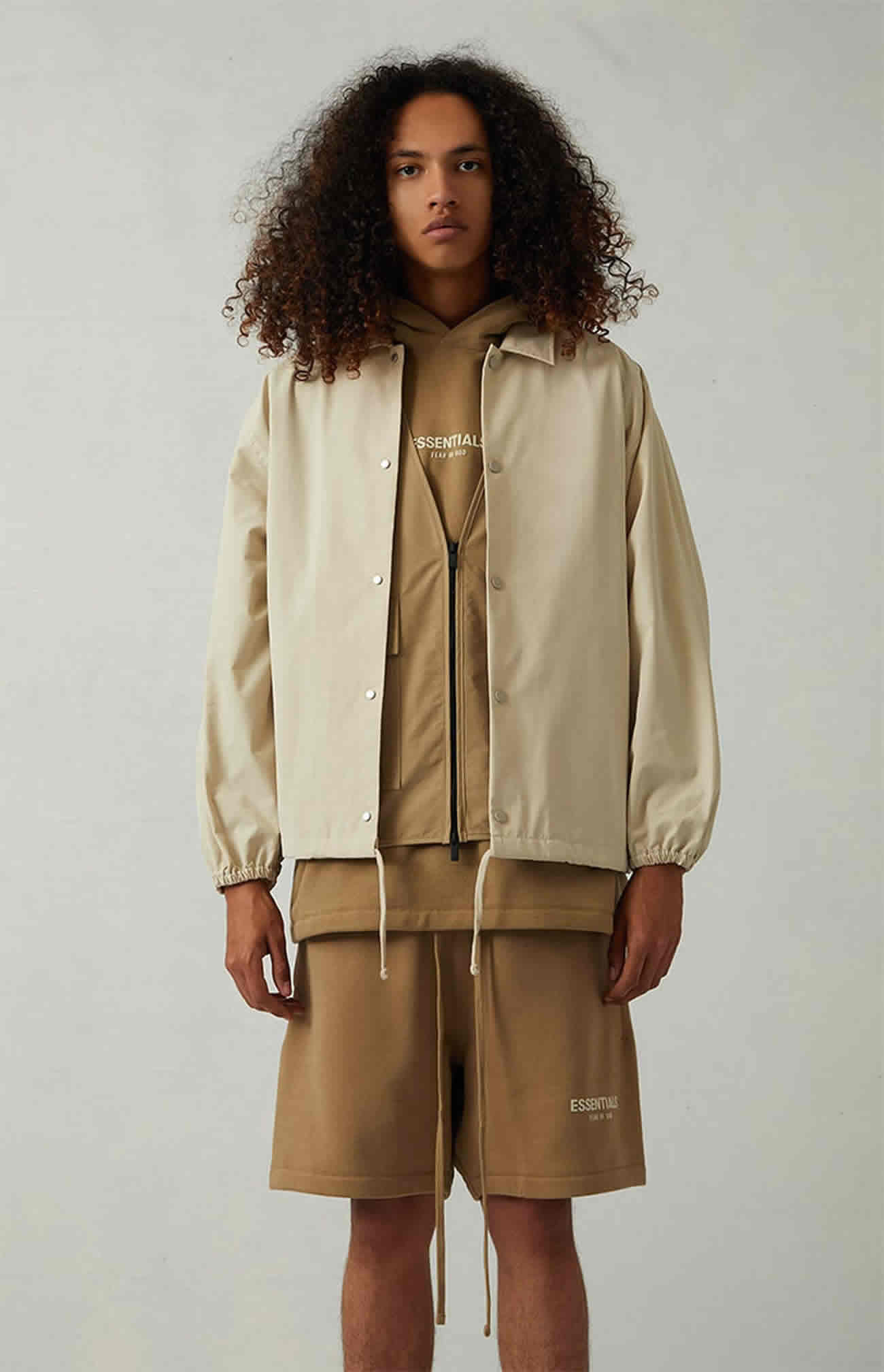 Fear Of God Essentials 1977 Coaches Jacket Iron Oak (29) - newkick.cc