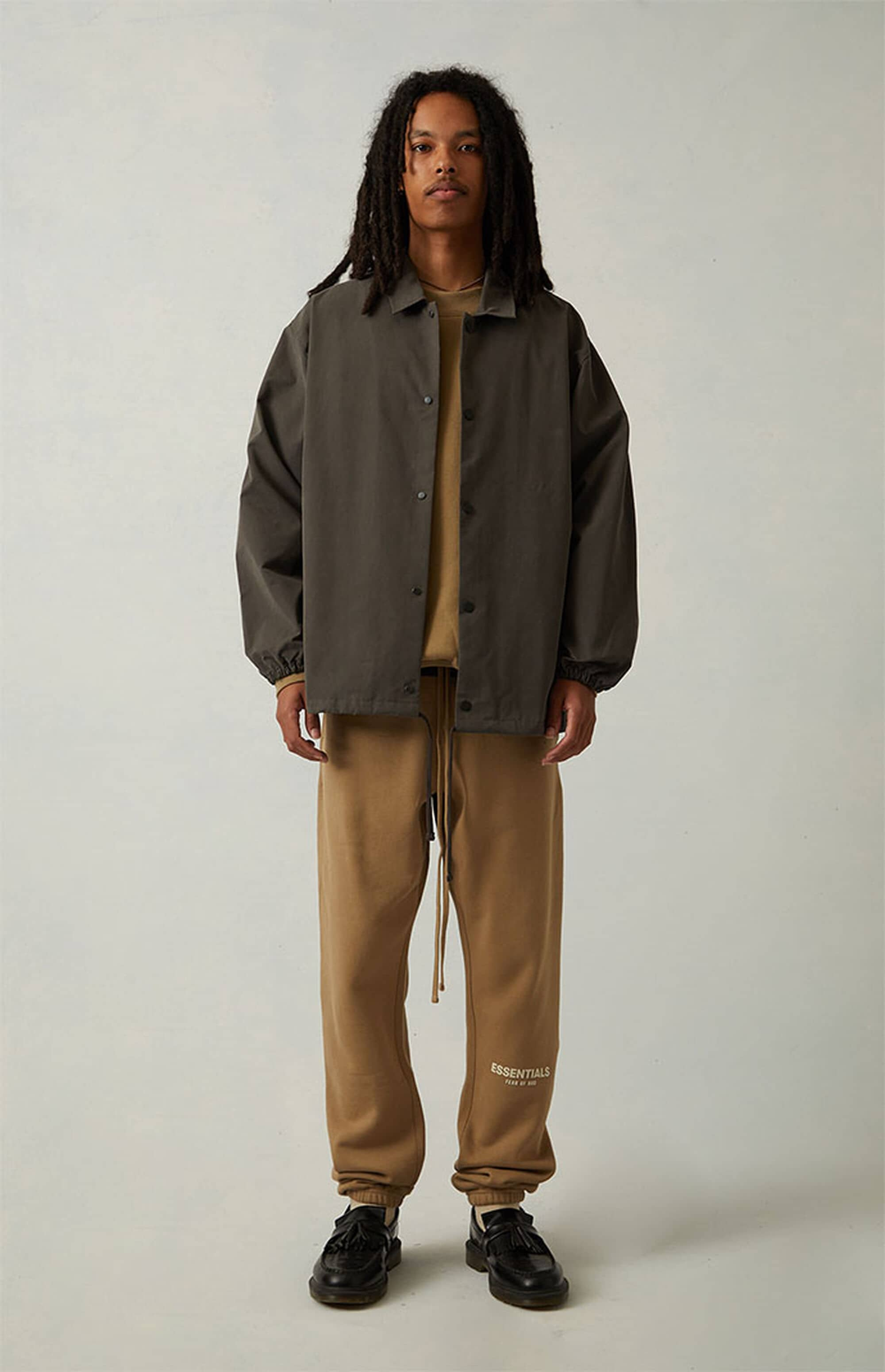 Fear Of God Essentials 1977 Coaches Jacket Iron Oak (5) - newkick.cc