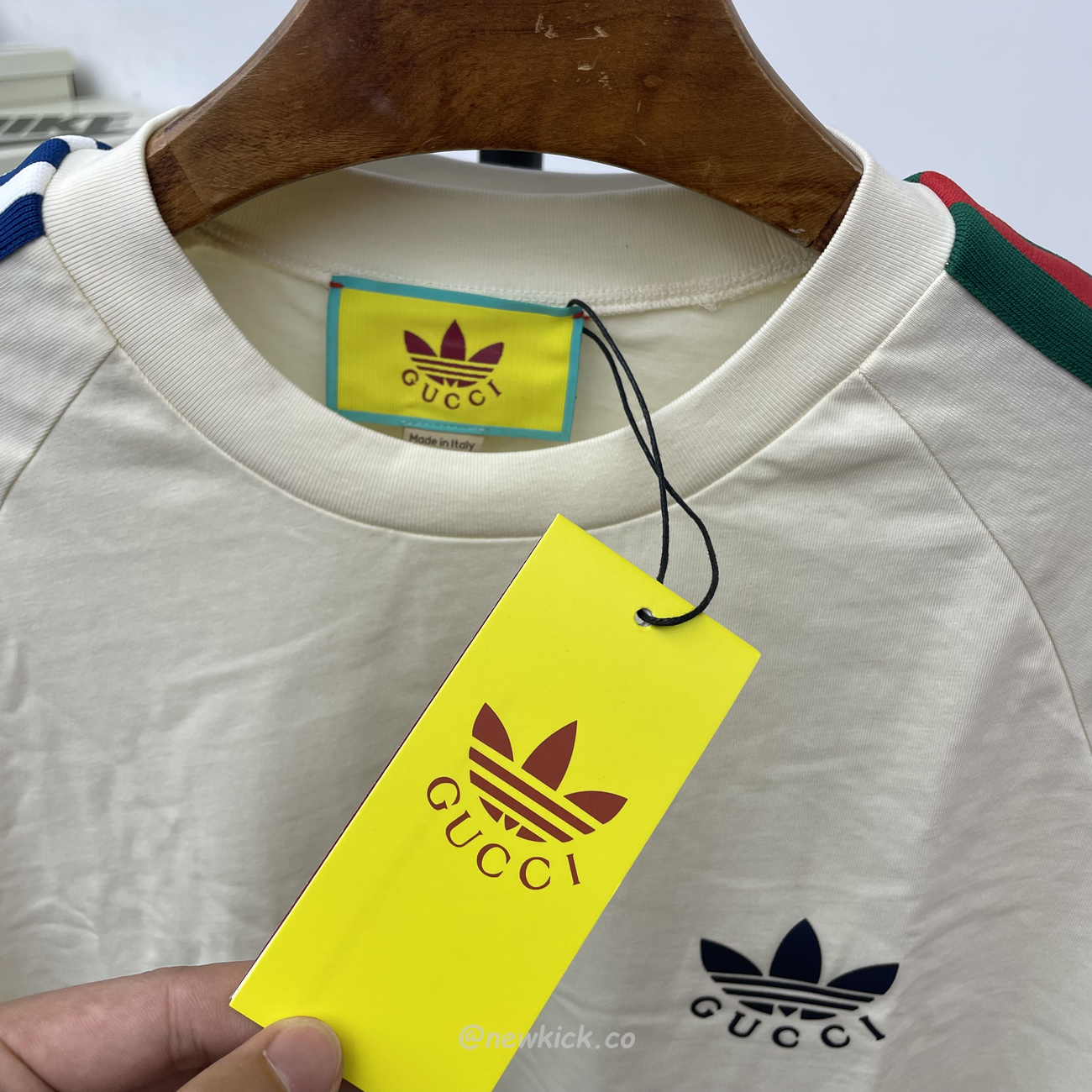 Gucci X Adidas Trefoil Print T Shirt Off White Ss22 (8) - newkick.cc