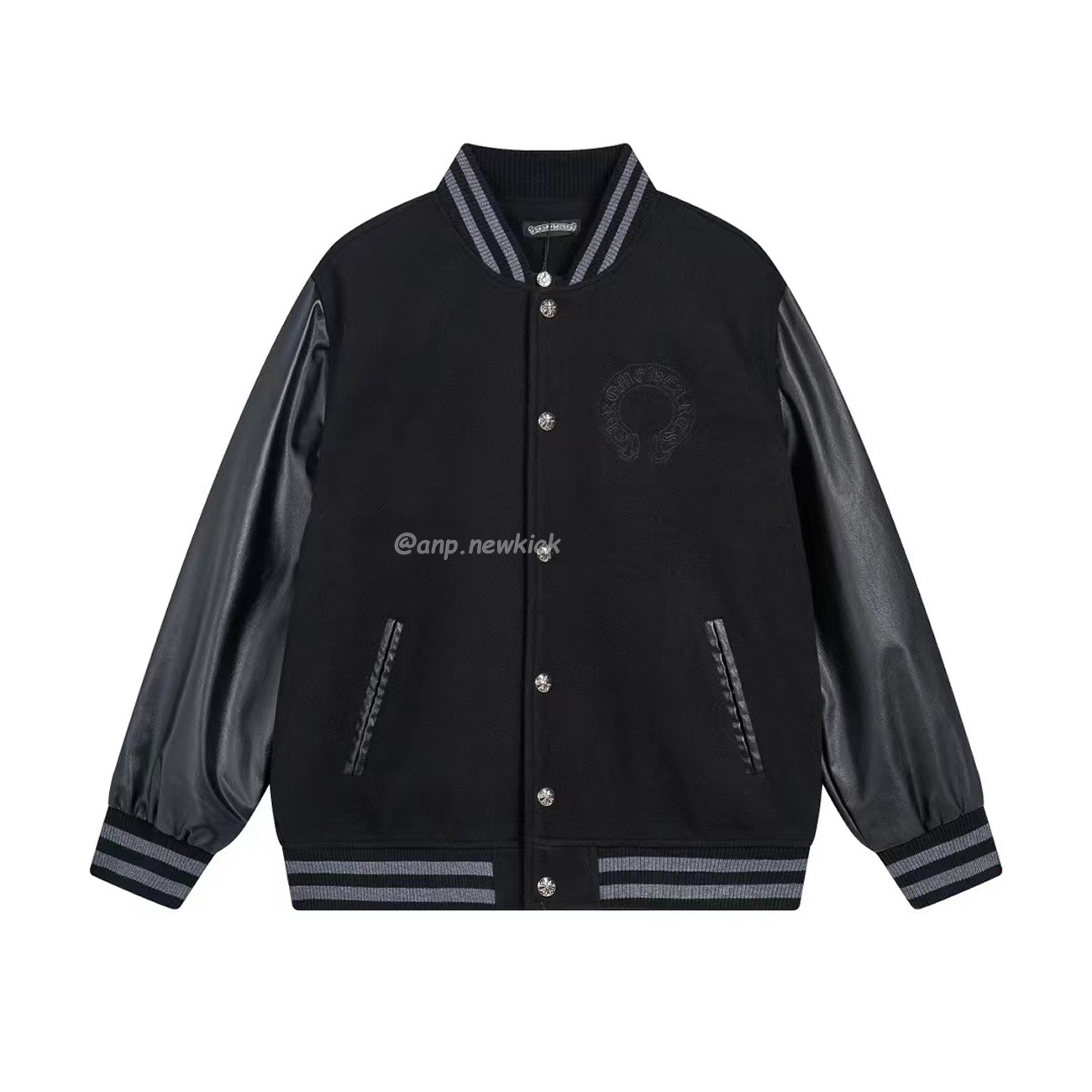 Chrome Hearts Patchwork Baseball Cross Jacket Black White (1) - newkick.cc