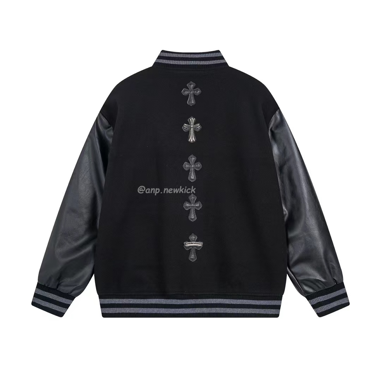 Chrome Hearts Patchwork Baseball Cross Jacket Black White (4) - newkick.cc