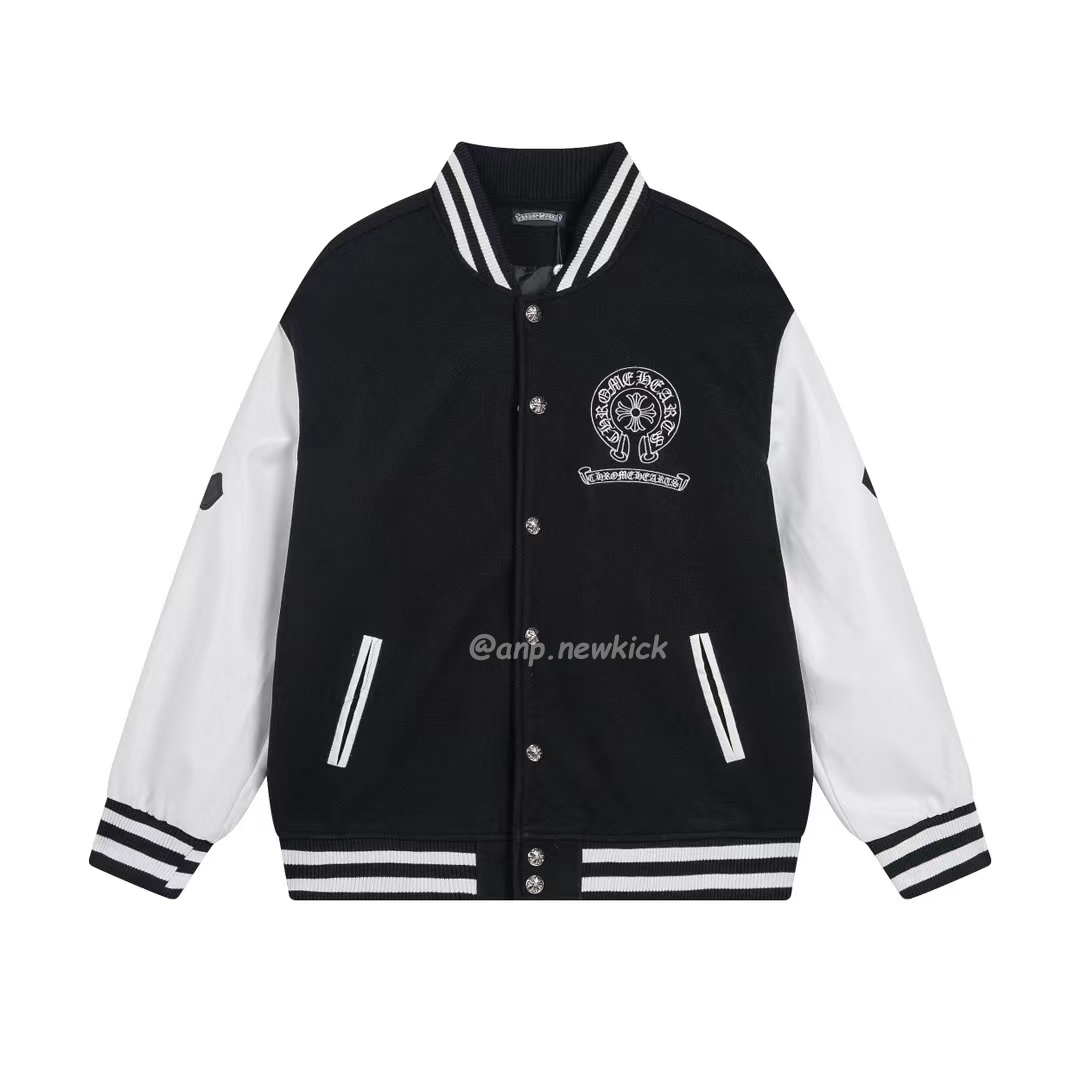 Chrome Hearts Patchwork Baseball Jacket Black White (1) - newkick.cc