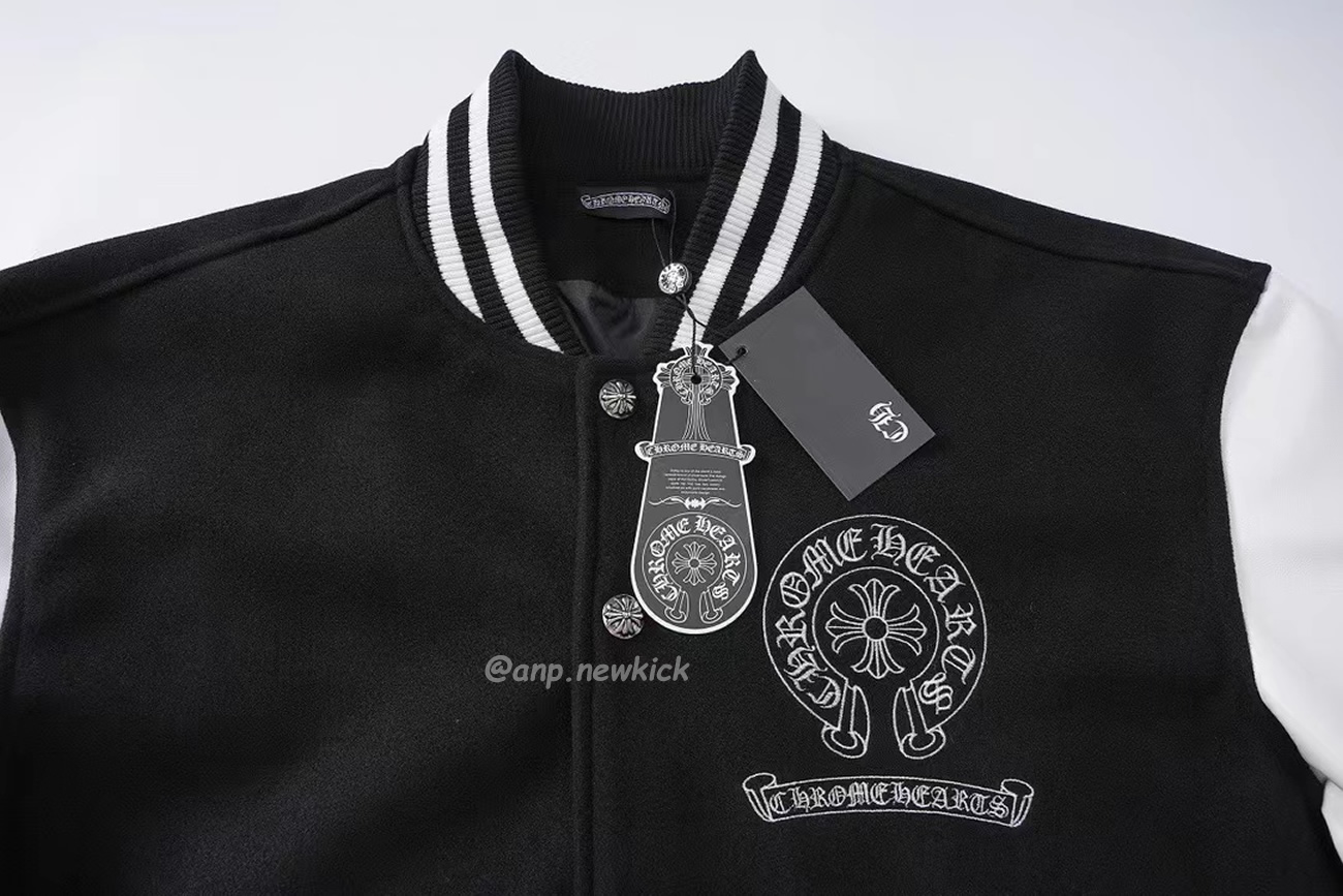 Chrome Hearts Patchwork Baseball Jacket Black White (9) - newkick.cc