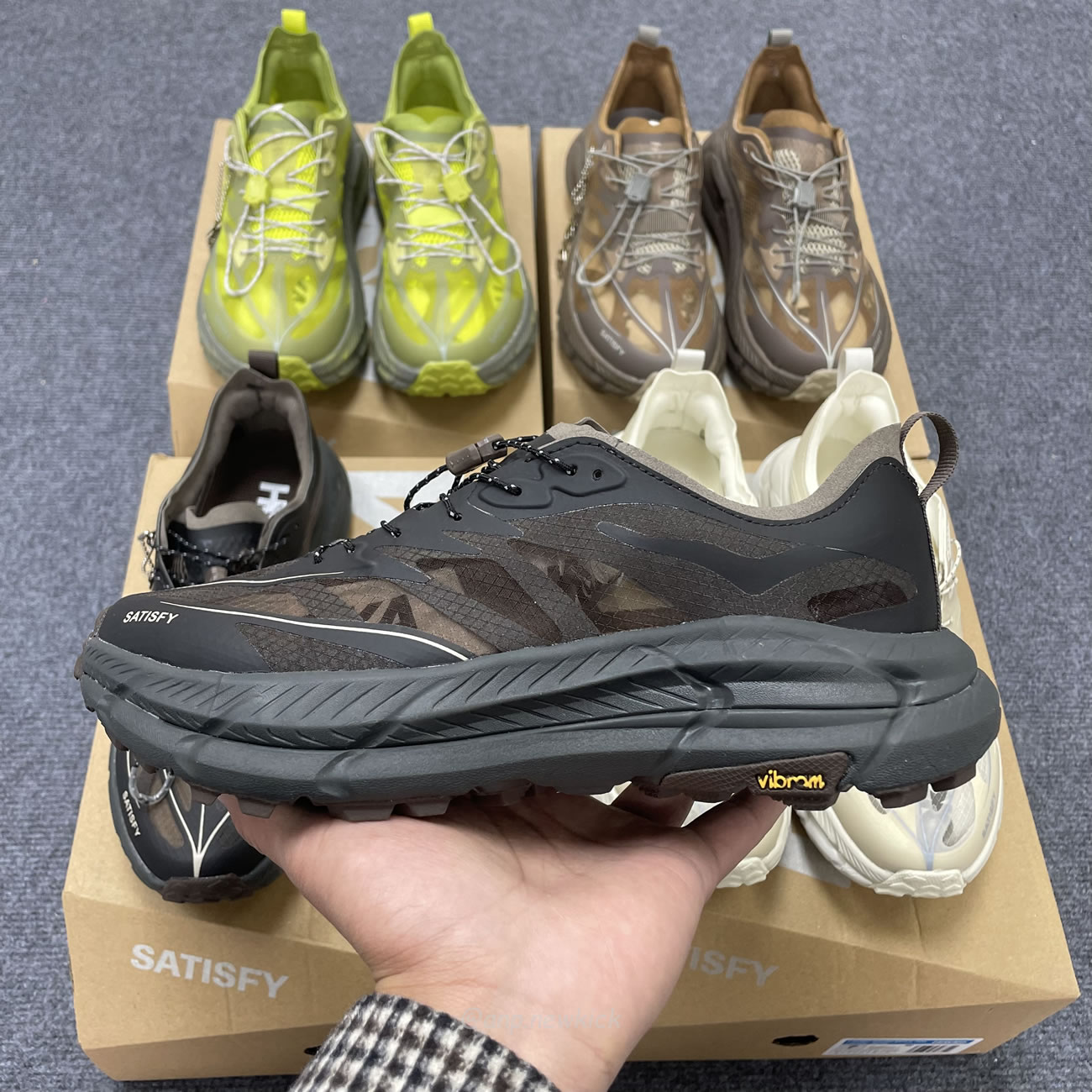 Hoka One One Mafate Speed 4 Lite Satisfy Bone Coffee Rubber Sulfur 1157050 Bone (4) - newkick.cc