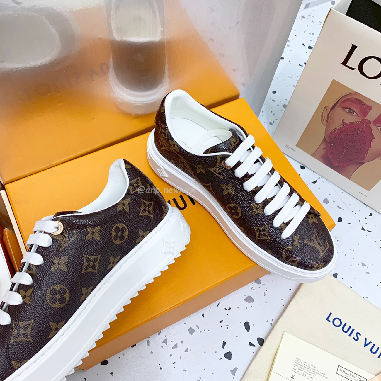 Louis Vuitton Time Out Monogram Leather Cacao Brown White Womens 1a8fjr (5) - newkick.cc