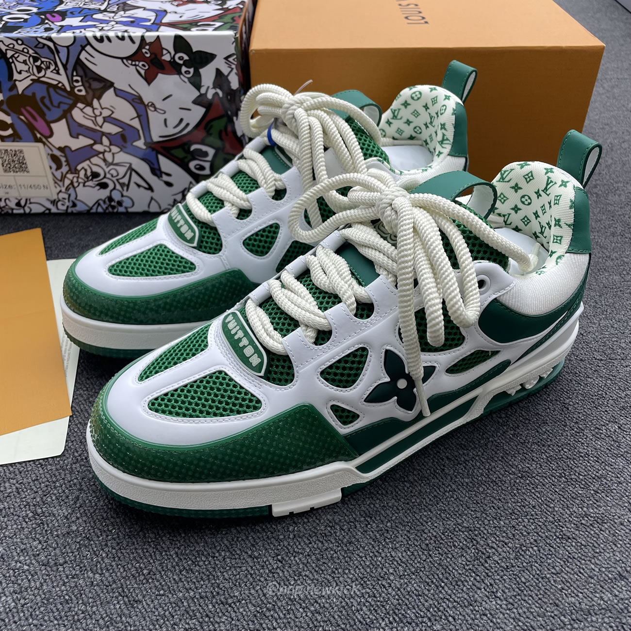 Louis Vuitton Lv Skate Sneaker Green White 1ac520 (10) - newkick.cc