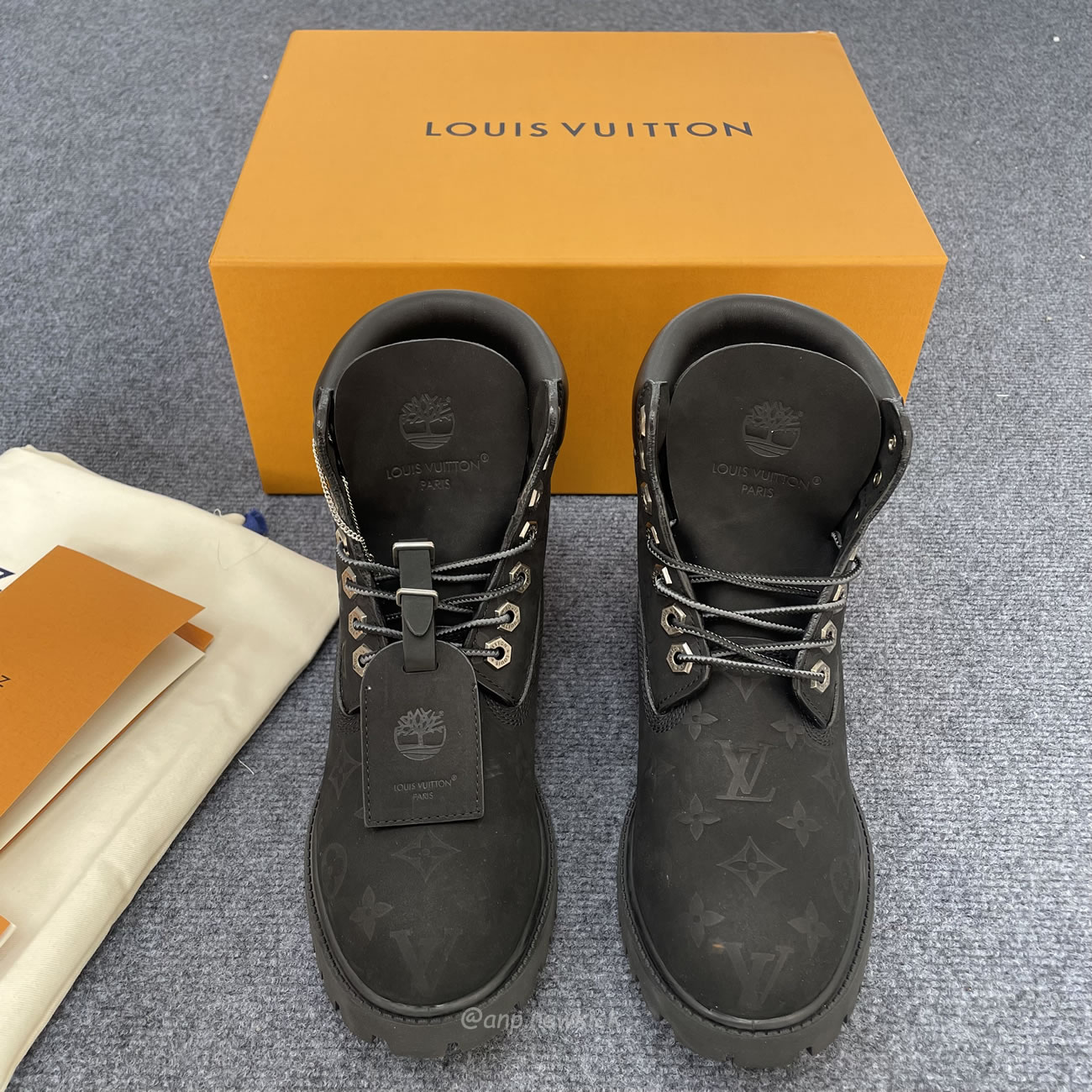 Louis Vuitton Timberland 6 Botín Ankle Boot Black Monogram 1ad73h (3) - newkick.cc