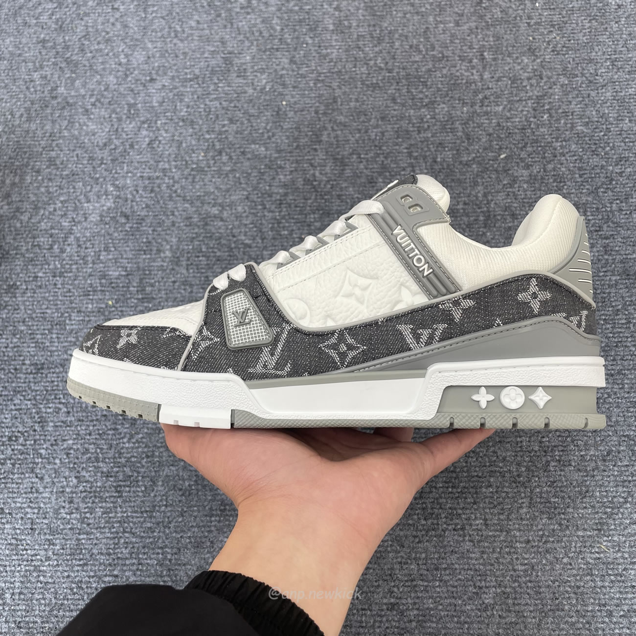 Louis Vuitton Trainer Monogram Denim Grey White 1adf58 (7) - newkick.cc