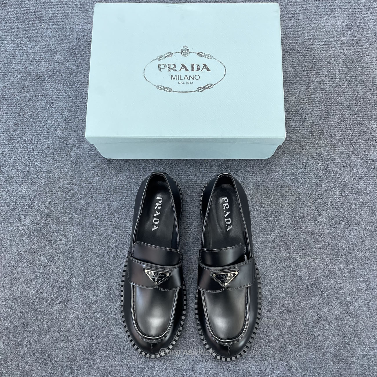 Prada 35mm Loafer Black Brushed Leather 2de127 055 F0002 (9) - newkick.cc