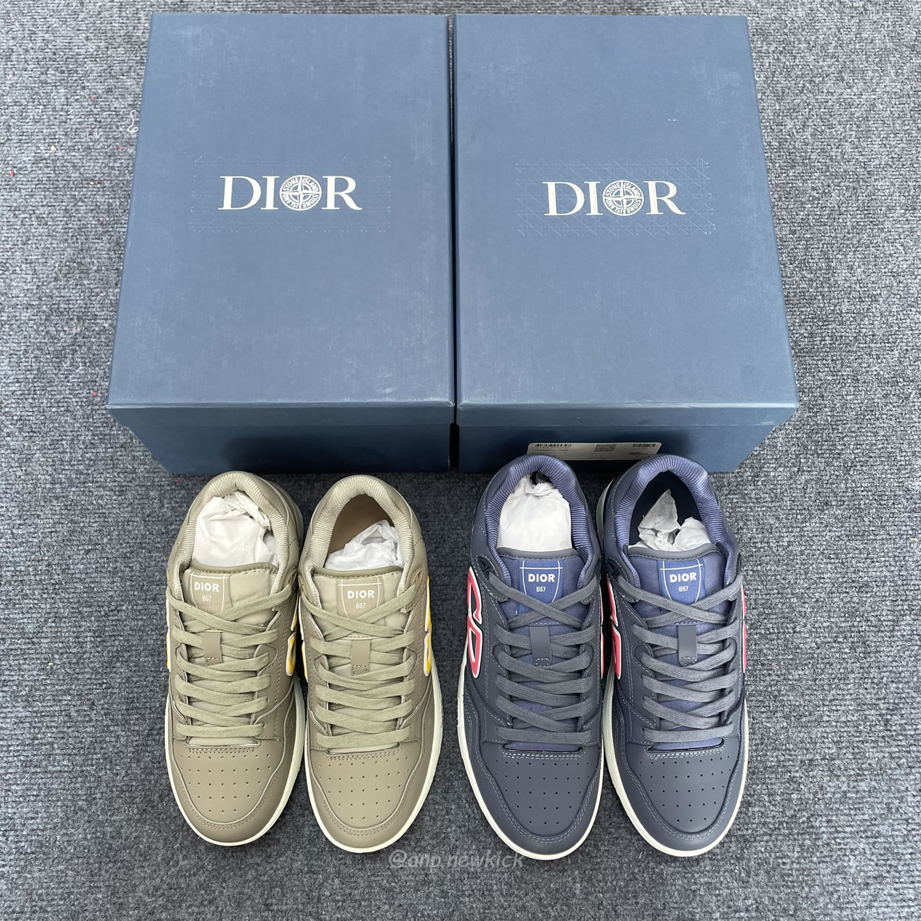 Dior X Stone Island B57 Low Sneaker Gray Yellow Blue Red 3sn318zdl_h822 (4) - newkick.cc