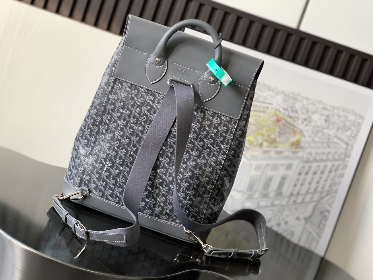 Goyard Artois Alpin Medium Backpack Blacknatural Black Grey Navy Green (5) - newkick.cc