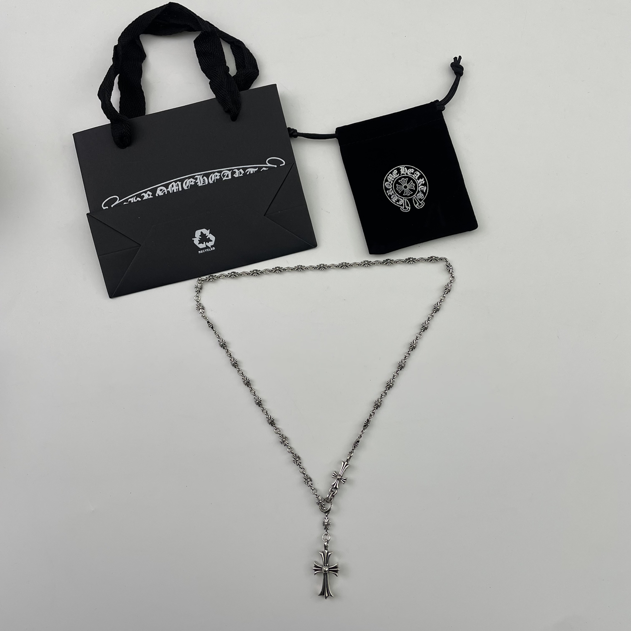 Chrome Hearts Pearl Silver Cross Flower Letter Ball Bracelet (6) - newkick.cc