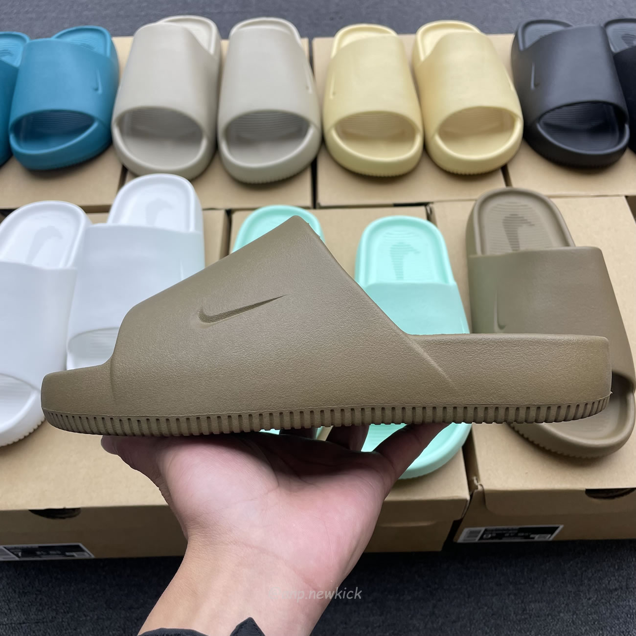 Nike Calm Slide Jade Ice Black Sesame Geode Teal White Brown Dx4816 300 (5) - newkick.cc