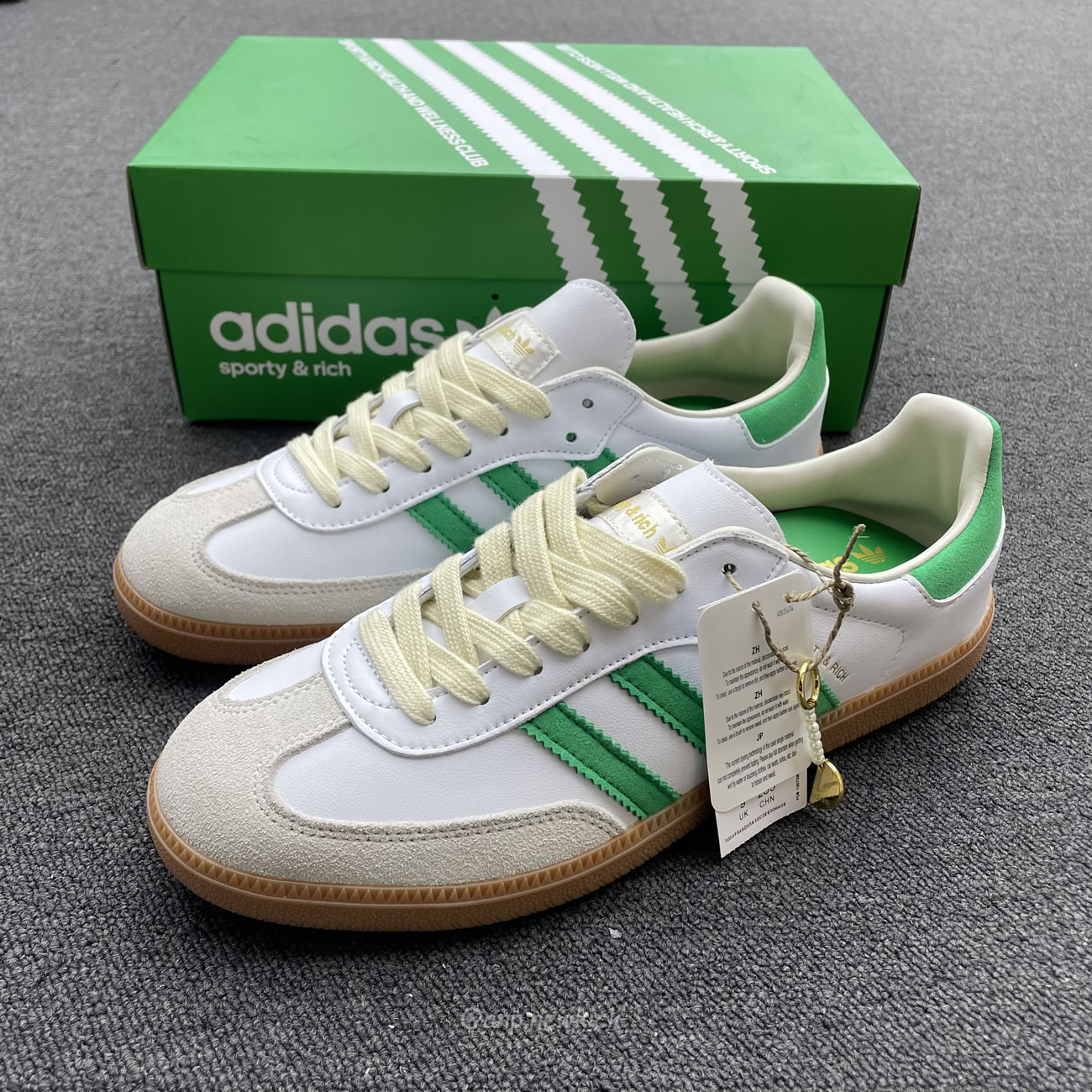 Adidas Samba Og Sporty Rich White Green Hq6075 (4) - newkick.cc