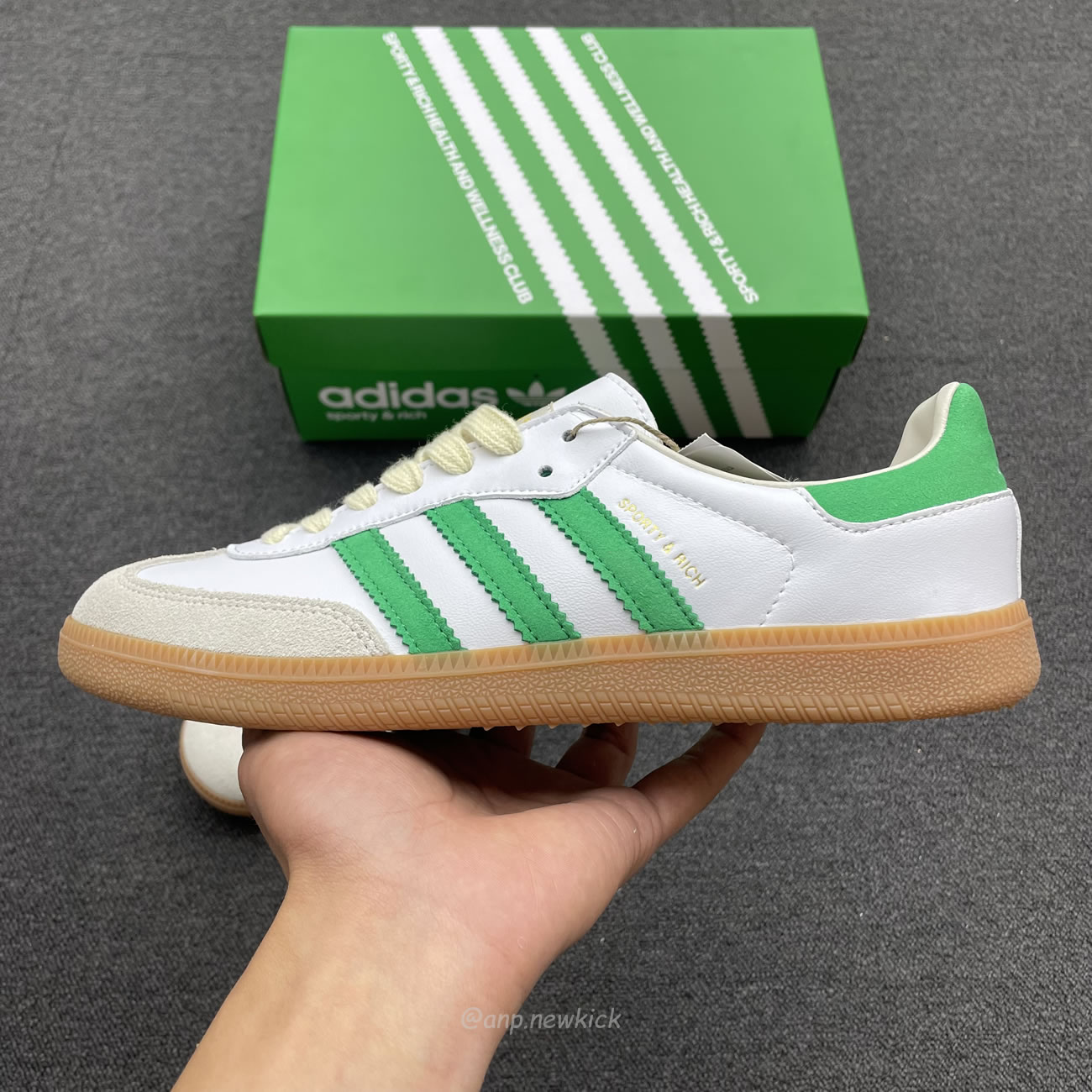 Adidas Samba Og Sporty Rich White Green Hq6075 (8) - newkick.cc